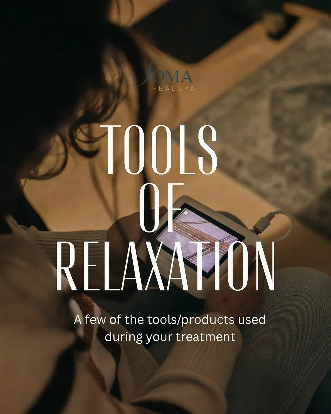 Ever wonder what&rsquo;s part of making a Soma Headspa treatment so relaxing?!! 

Here&rsquo;s a peak of a (few) tools and products used to bring your scalp (and soul) back to life 😉