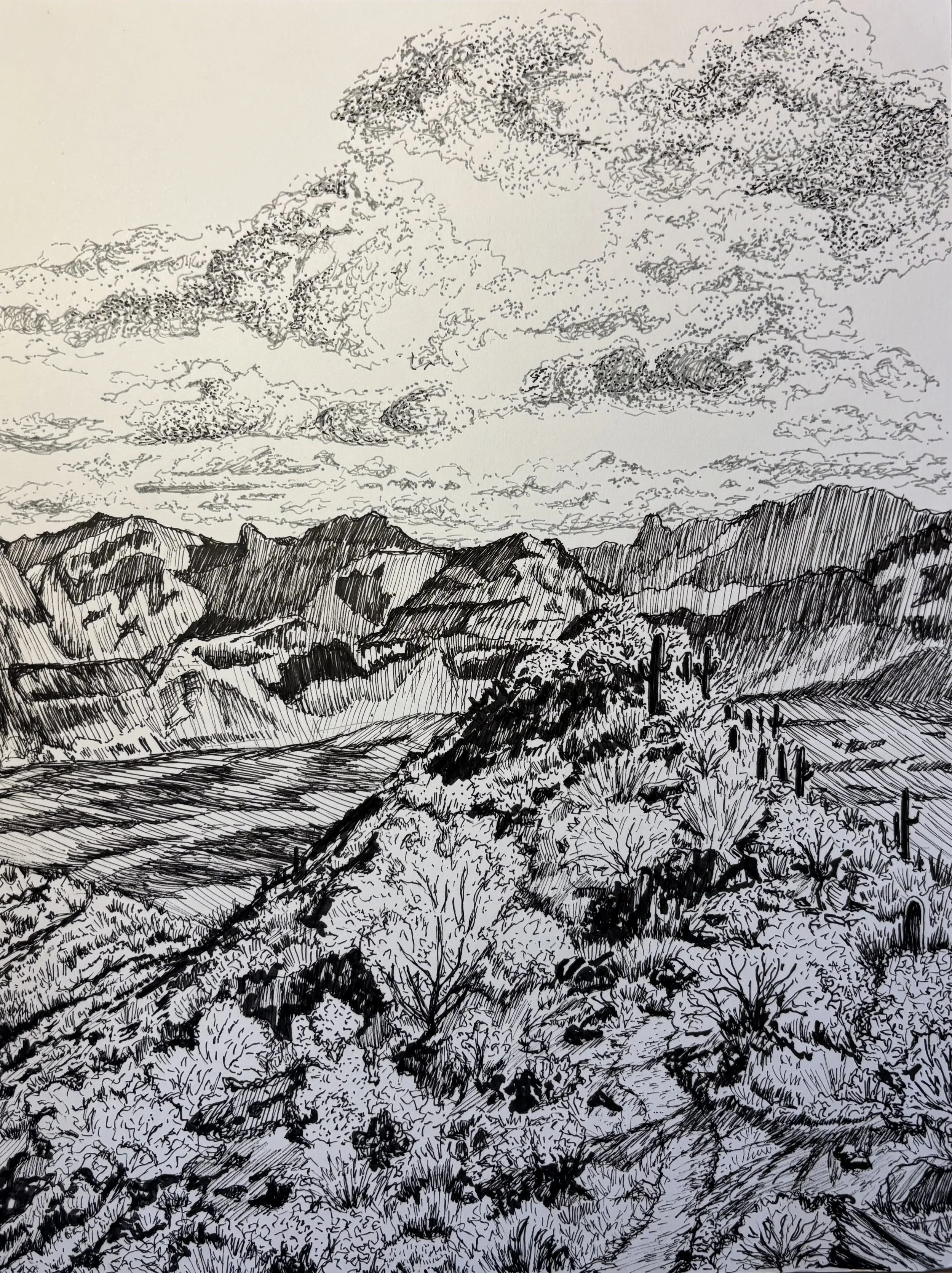 EJ Peak 
Pen and Ink on Paper, 9 x 12"