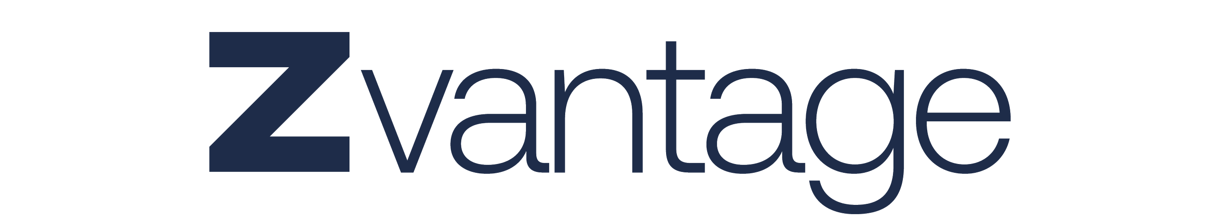 ZVantage logo with a large letter Z followed by the word Vantage in navy blue text.