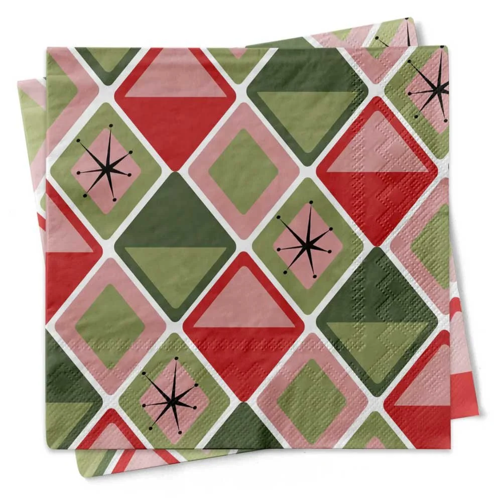 Diamonds Holiday Cocktail Beverage Napkin