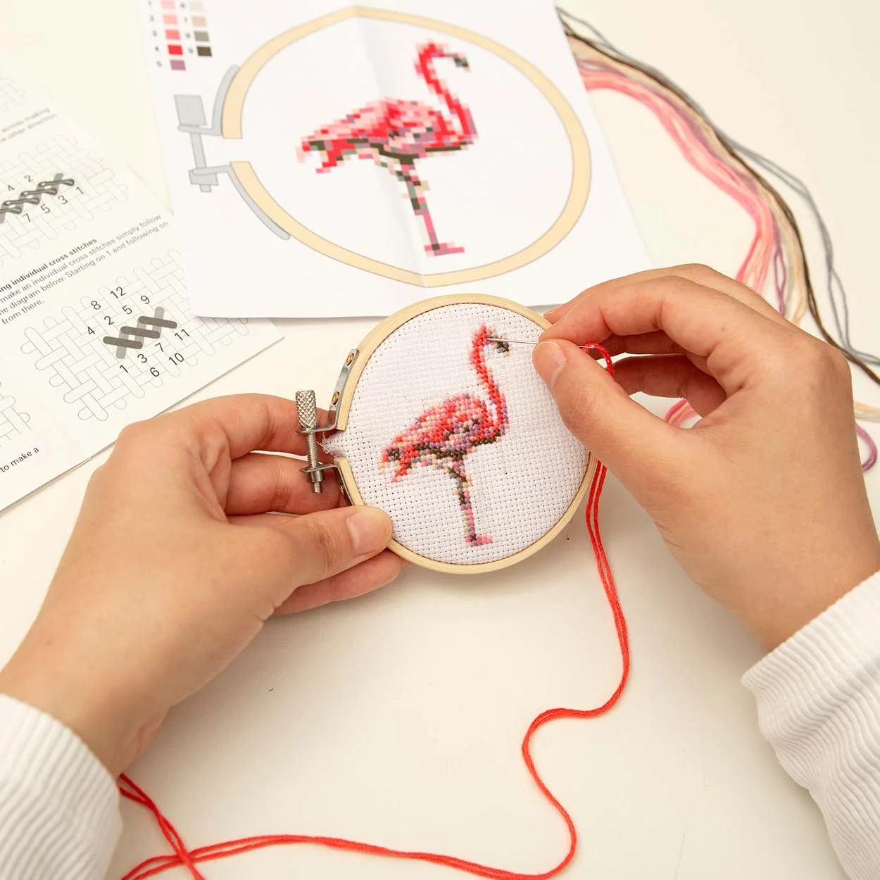 Mini Flamingo Cross Stitch Embroidery Kit