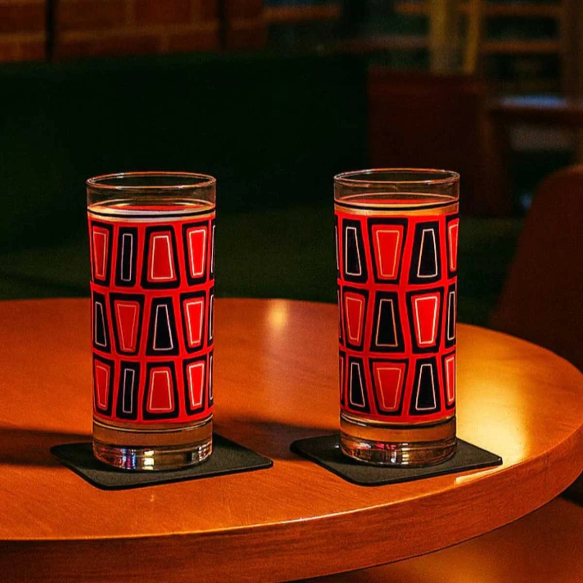 Red and Black Atomic Retro Vintage Cocktail Glass