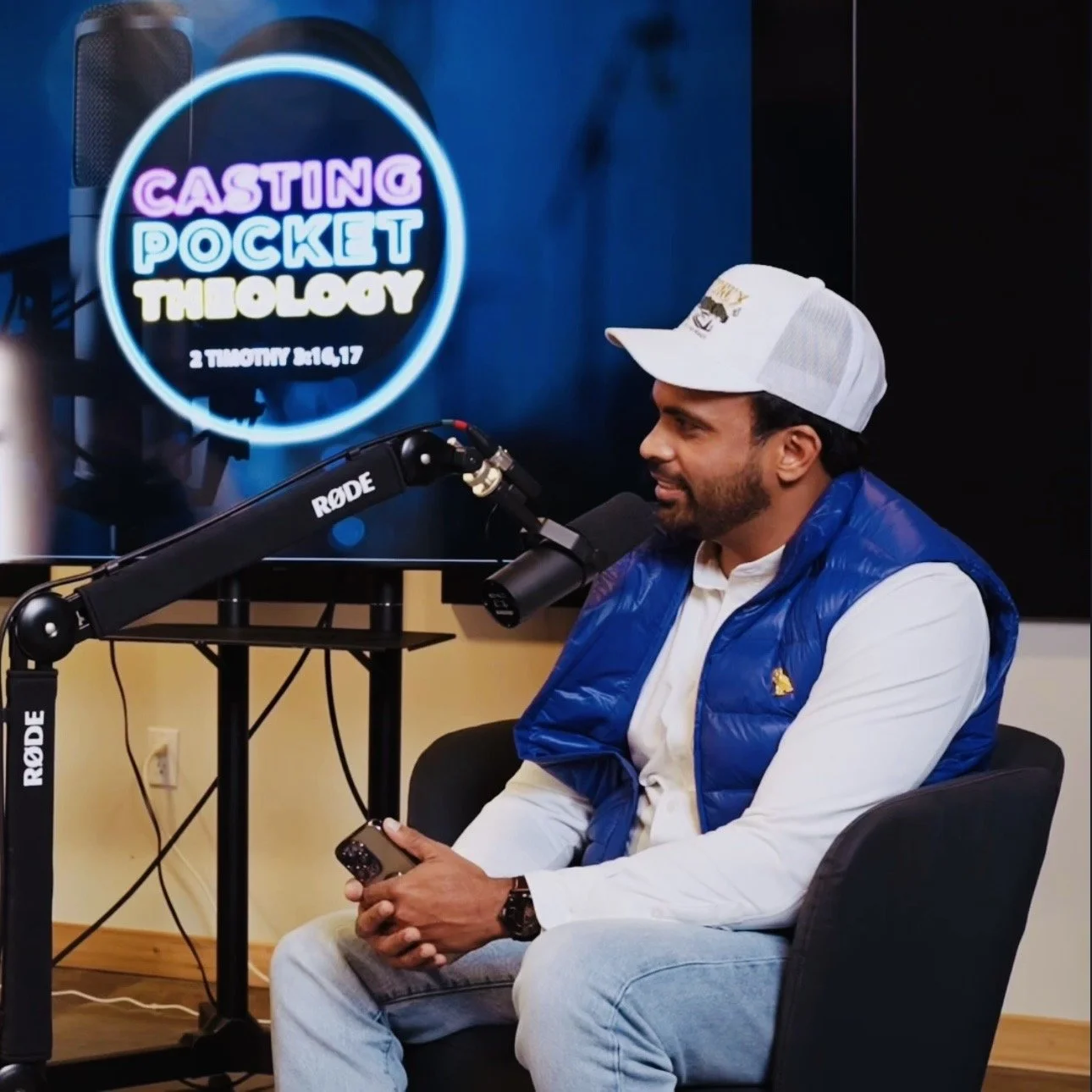Ankit David in the Casting Pocket Theology studio