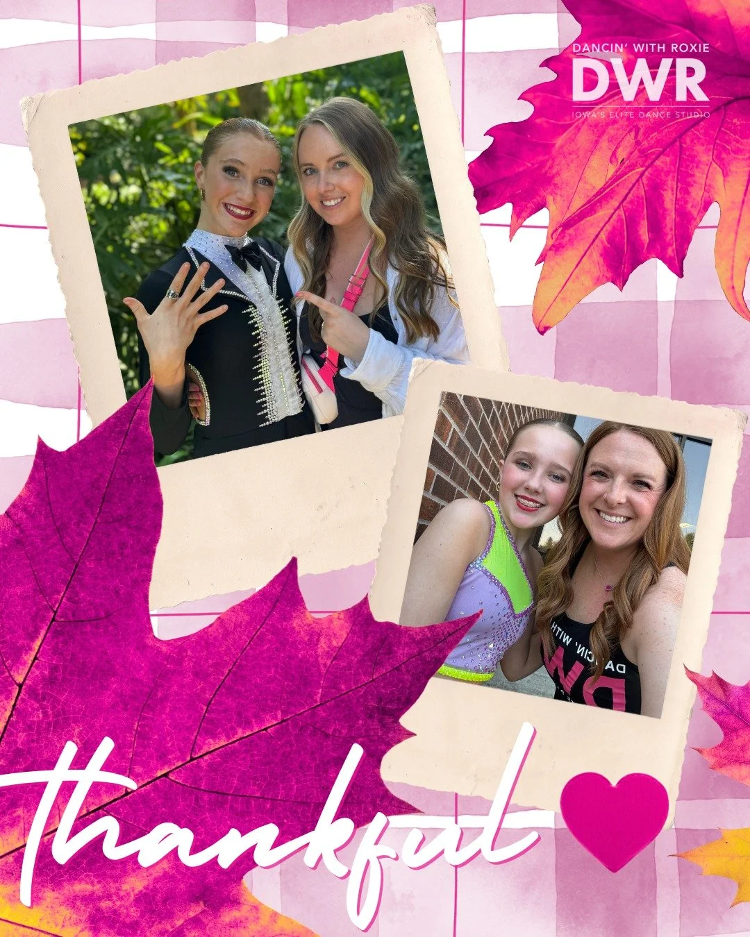Happy Thanksgiving to our DWR families! 🩷🍁

Today, we reflect on the gratitude we feel every day getting to work with the amazing dancers at DWR! We know you have a choice in your child's dance education, and we can't tell you how much it means to 