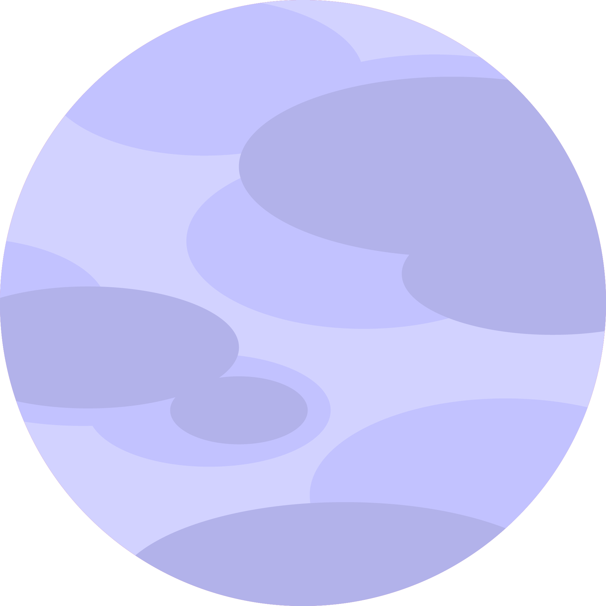 Abstract illustration of various shades of light purple oval shapes overlapping each other.