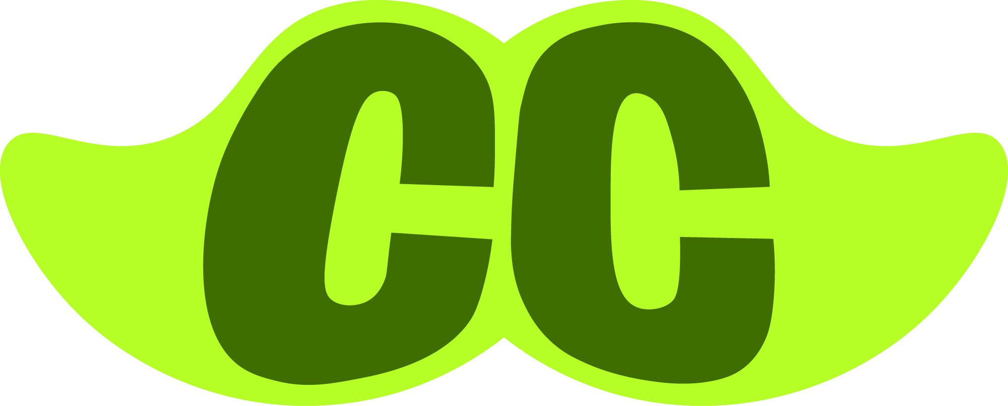 Bright green graphic with the letters "C" and "C" connected, stylized with a rounded, playful font. Coogle Clamrocks