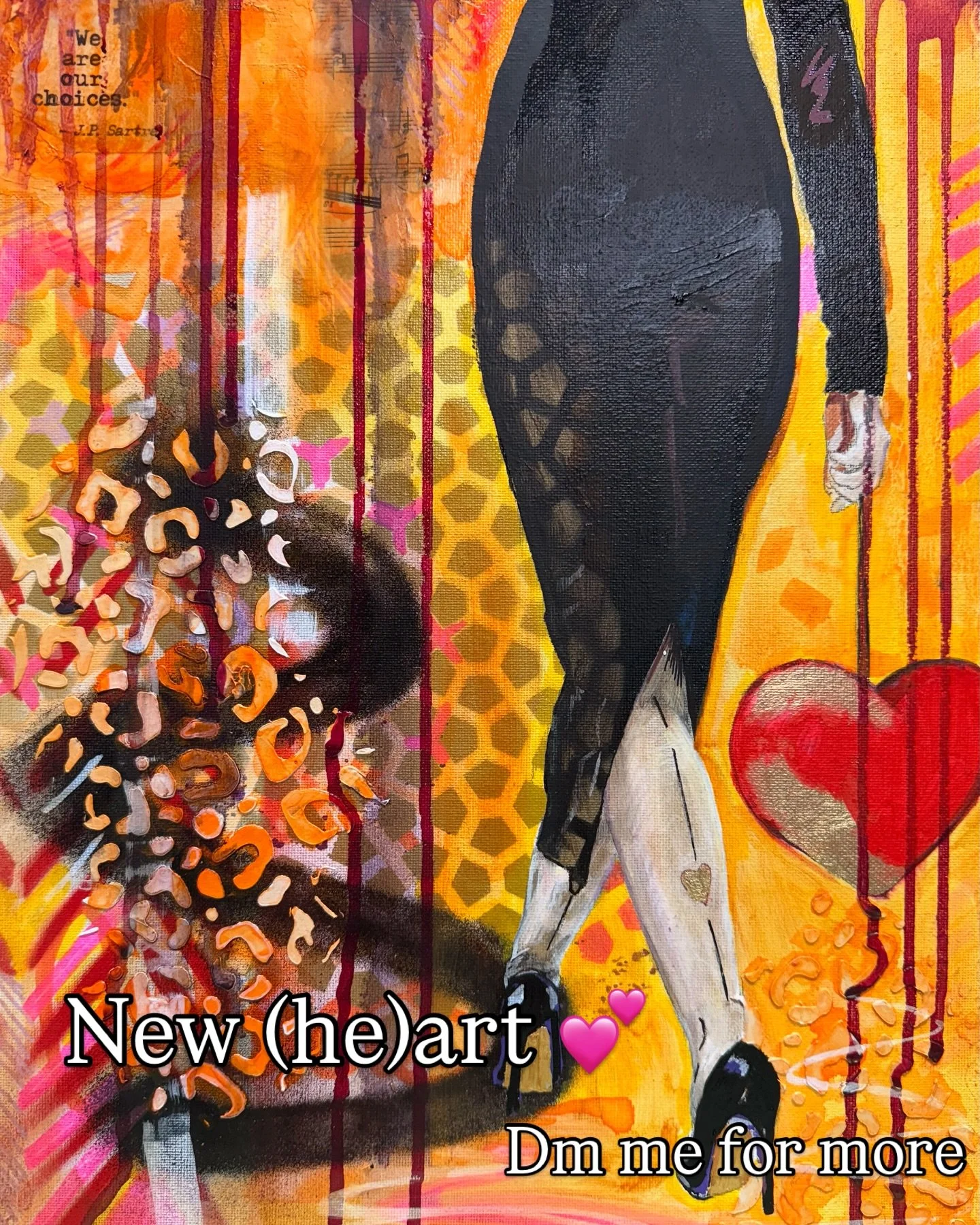 12x16&rdquo; | Oil Mixed Media

Bold and emotionally charged, We Are Our Choices is an original 12x16 inch oil mixed media painting on smooth, frame-ready board. Inspired by the quote from philosopher Jean-Paul Sartre, this piece explores identity, p
