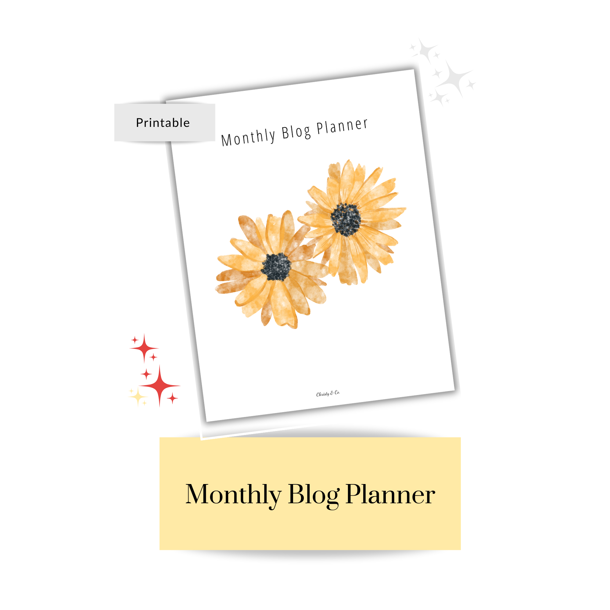Monthly Blog Planner Sun Flower (Printable PDF)