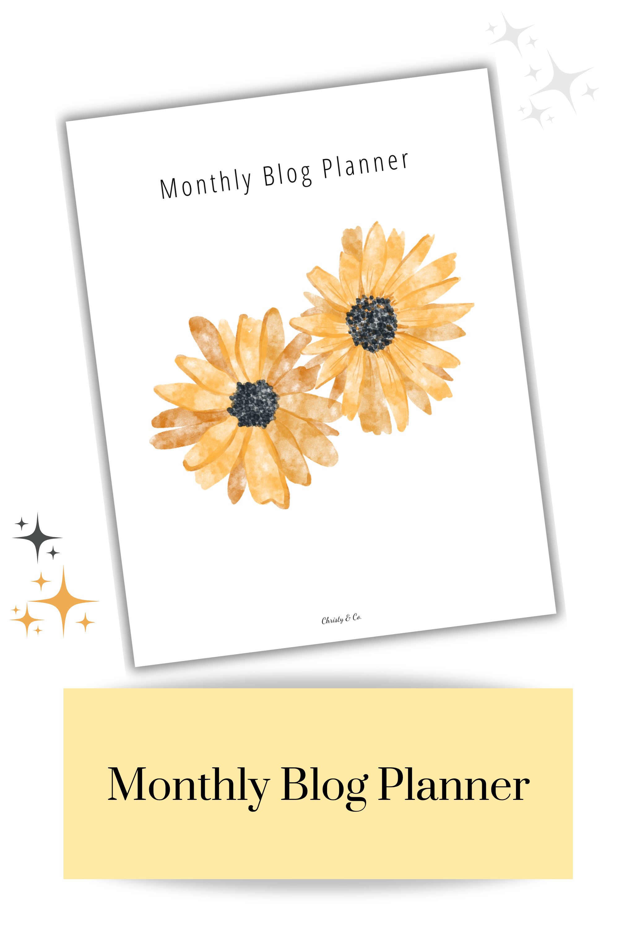 Monthly Blog Planner Printable (PDF) Sun Flower