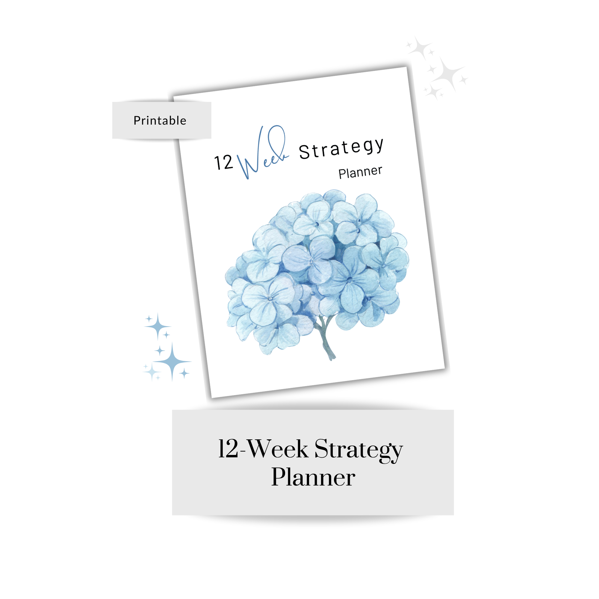 12-Week Strategy Planner: Blue Bouquet (Printable PDF)
