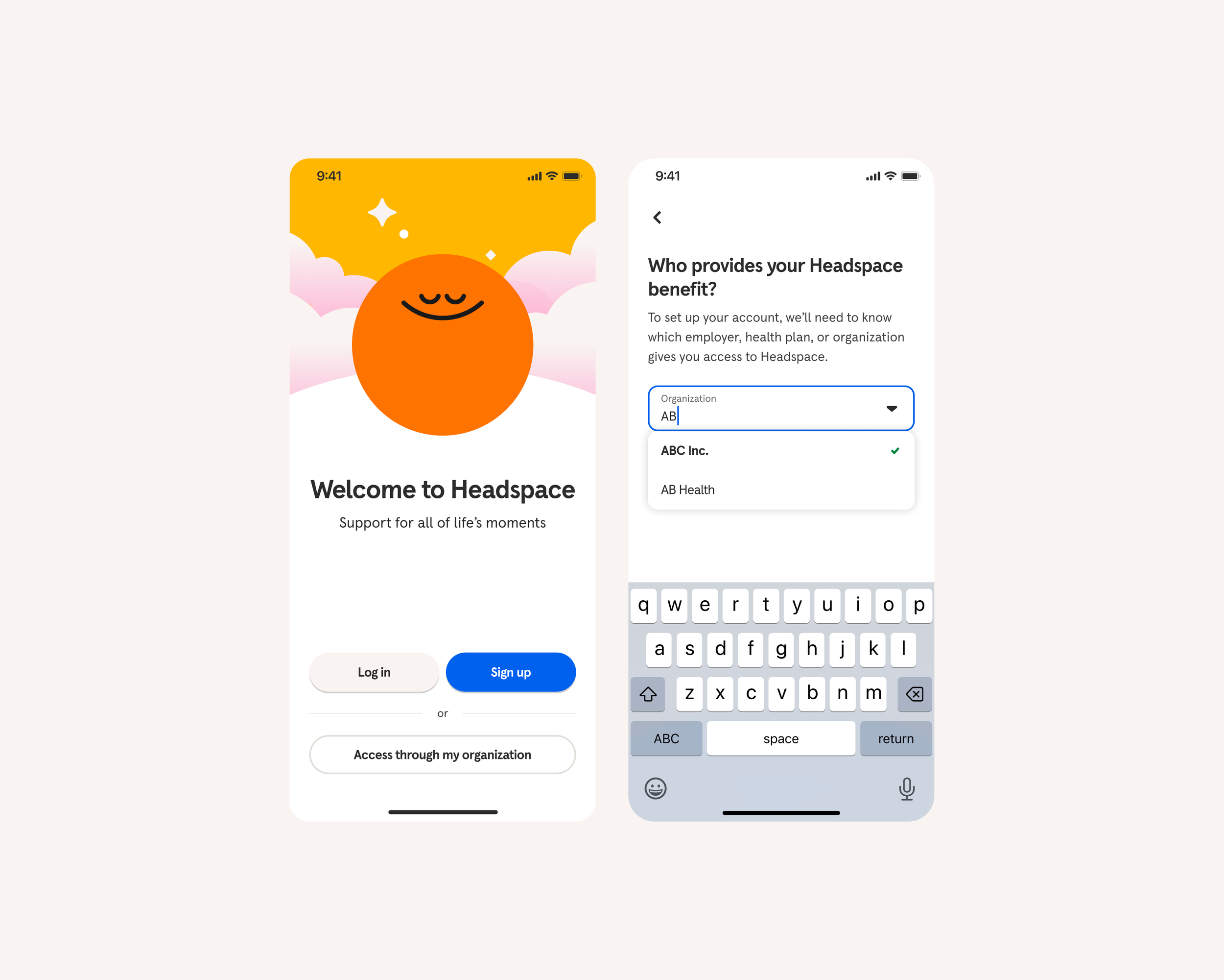 Headspace workplace benefit activation - Mobile