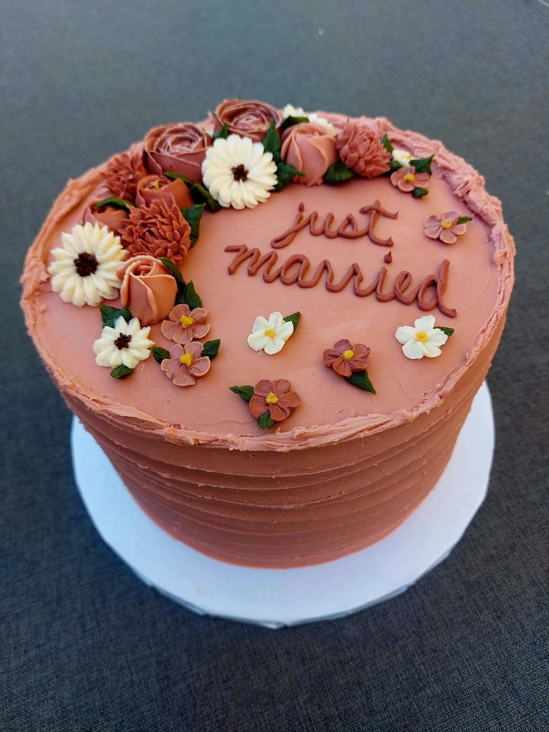 Copper and cream wedding cake