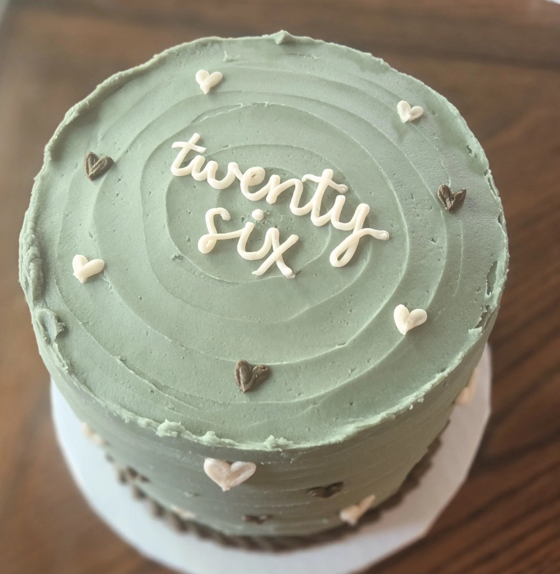 Sage and brown birthday cake