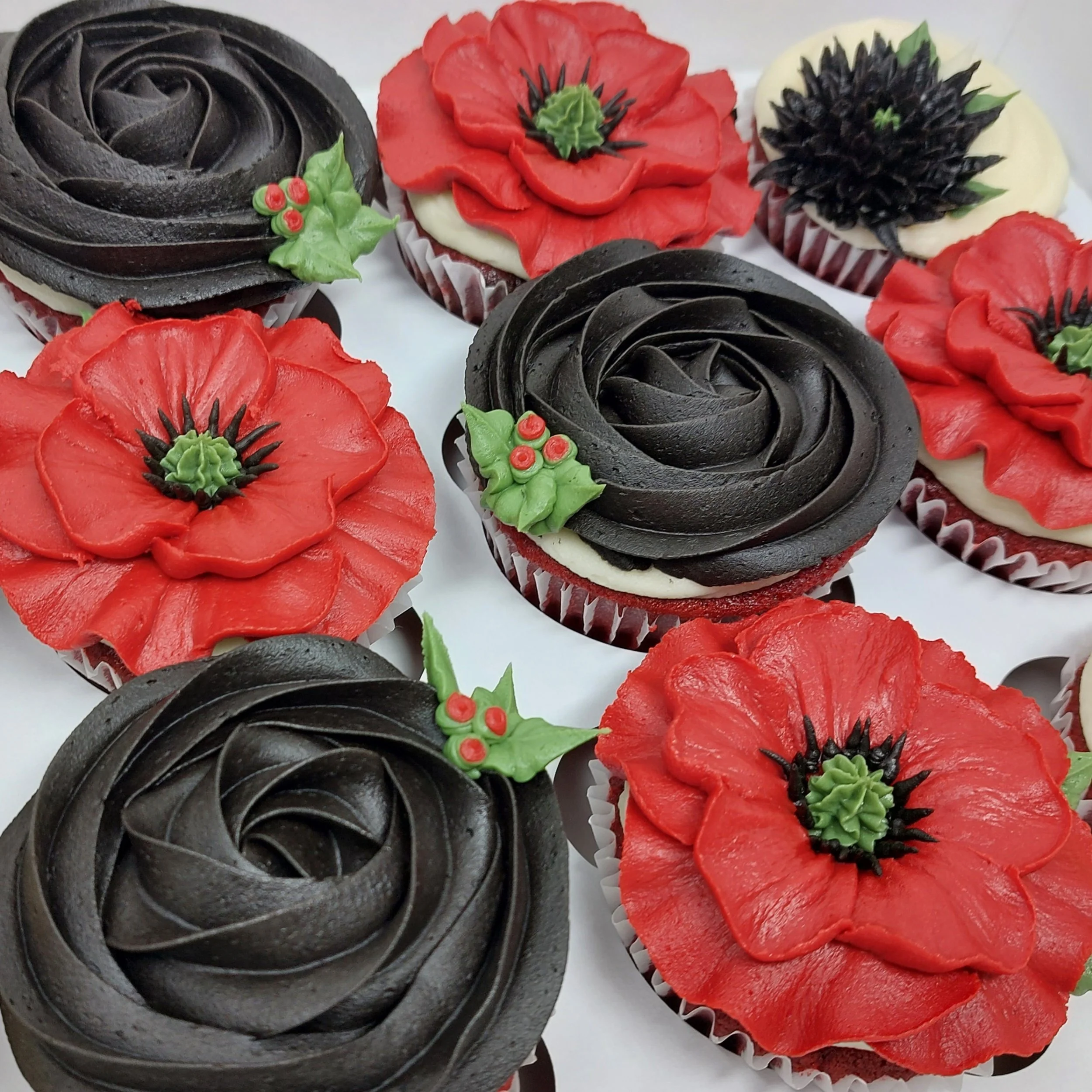 Bold black and red cupcakes