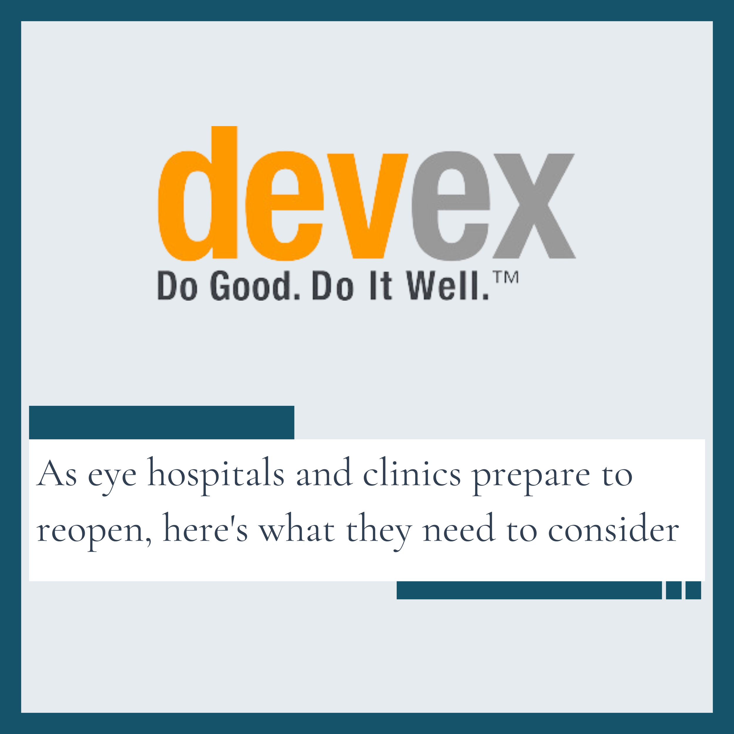 As eye hospitals and clinics prepare to reopen, here's what they need to consider