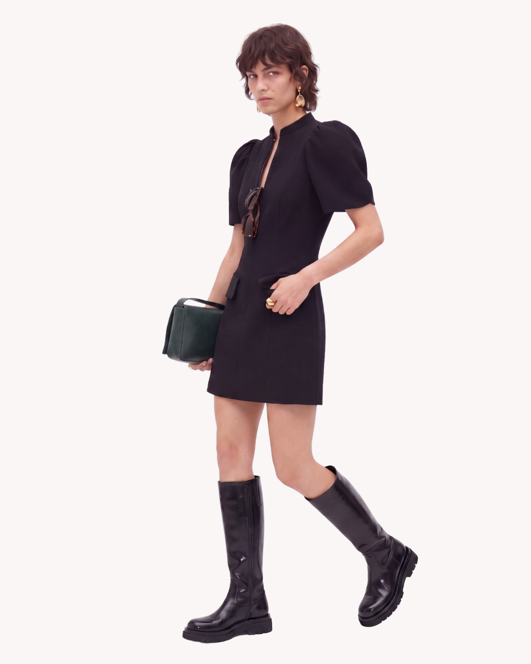 The Margot Dress - Puff Sleeve High Neck Cocktail Dress