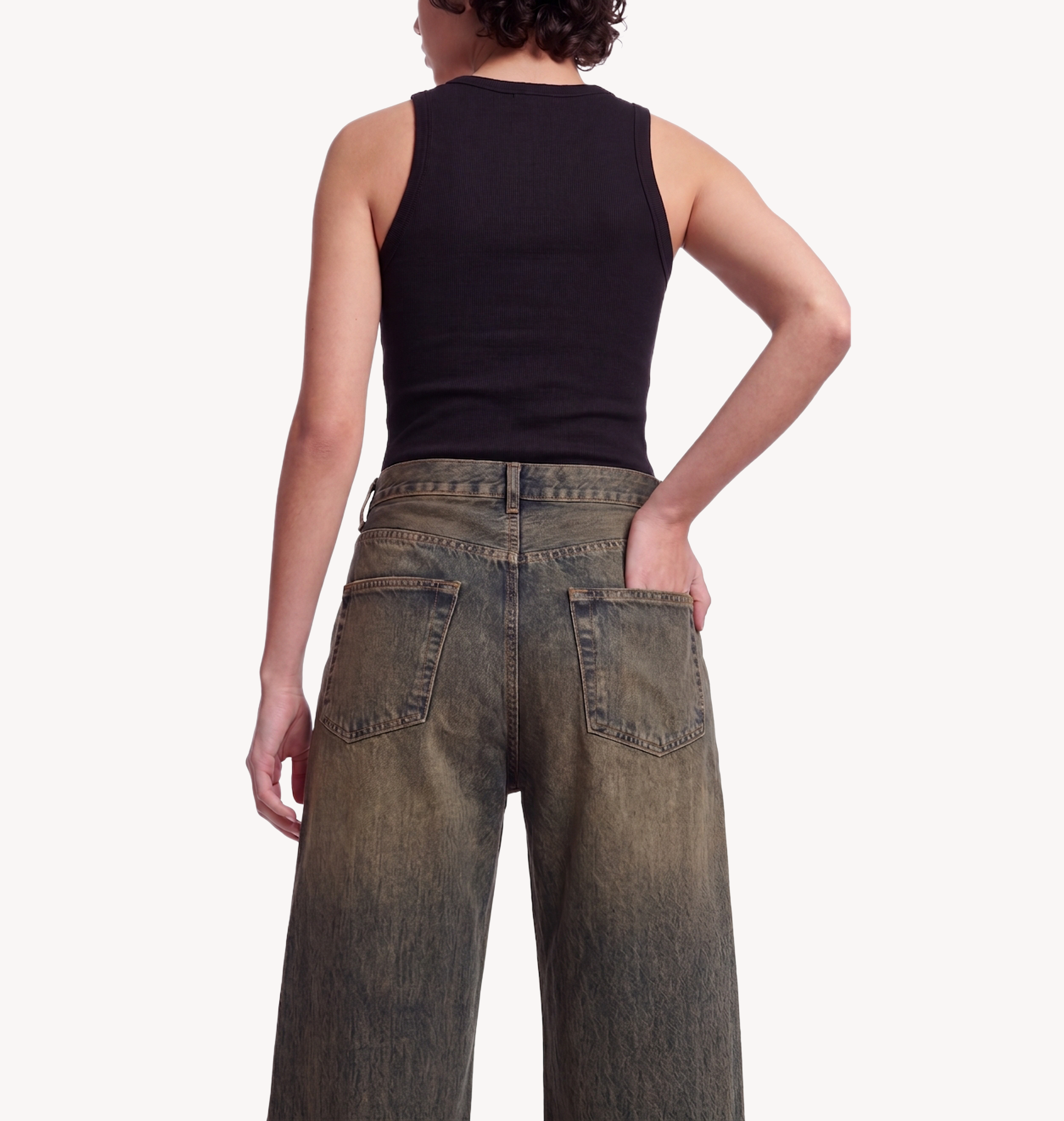 Indigo Dark Faded Denim Jeans- On Model Woman 3.png