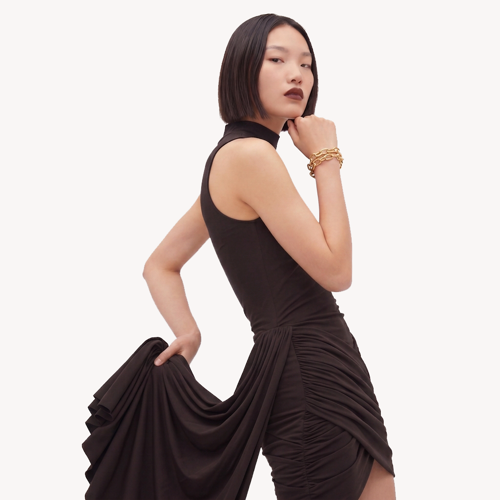 Turtleneck Dress Brown - On Model Shot 2.png