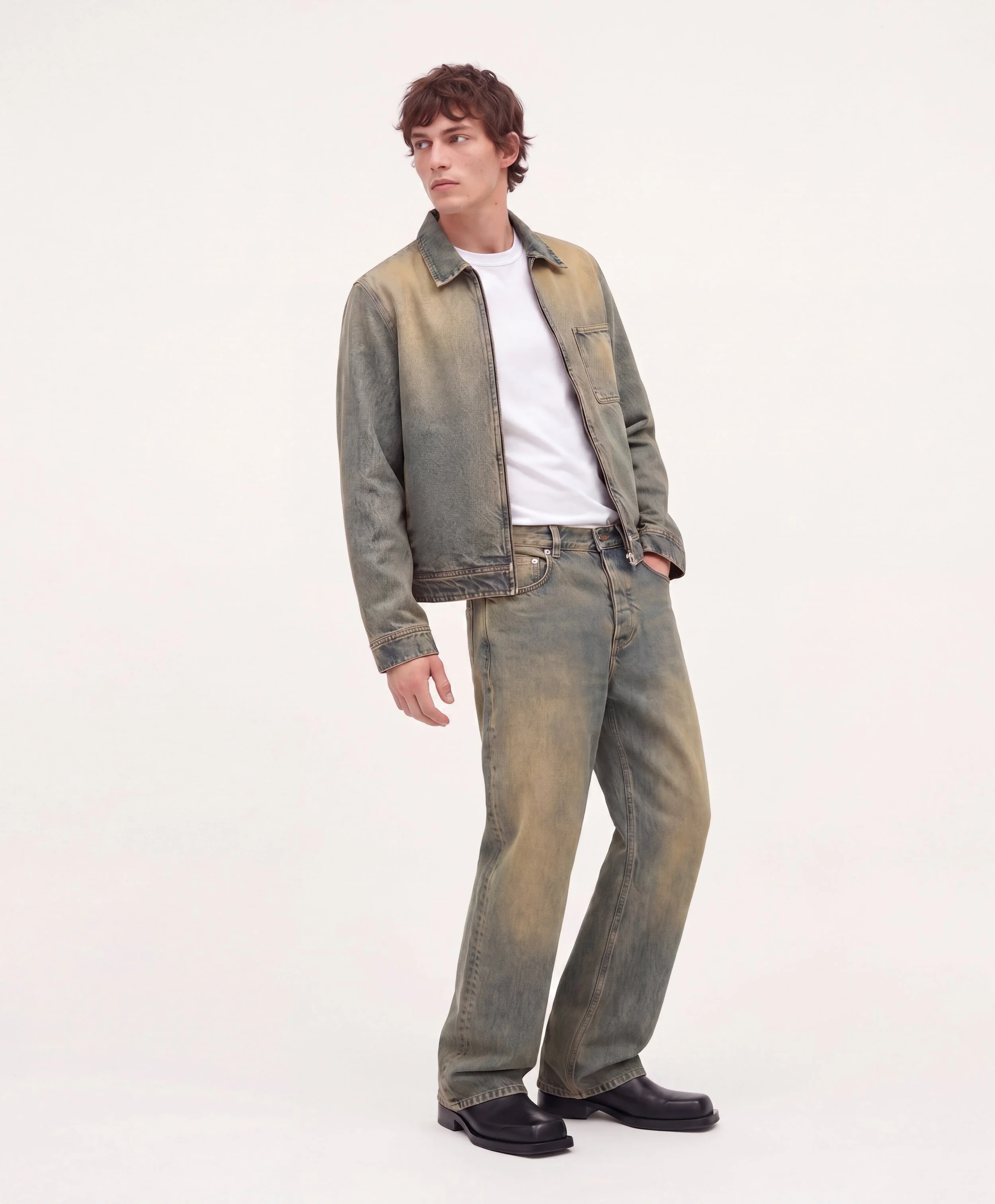 Indigo Faded Wash Denim Jacket - On Model Shot 1.jpg