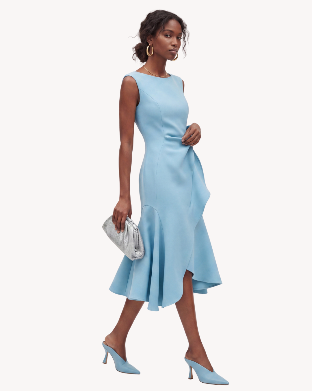 The Aveline Dress - Asymmetrical Drape Midi Dress