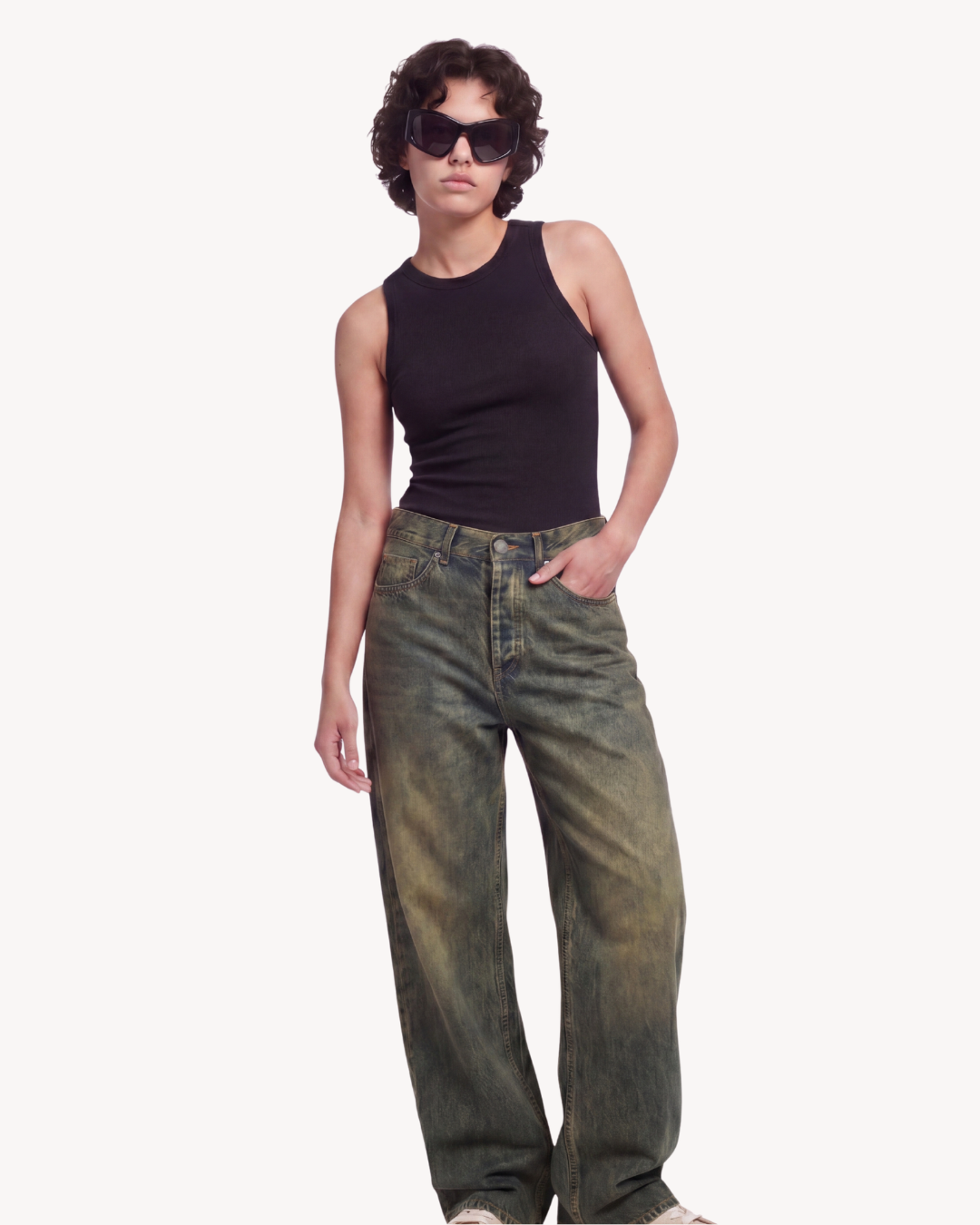 Dark Indigo Vintage Wash Loose Fit Denim Jeans - Unisex