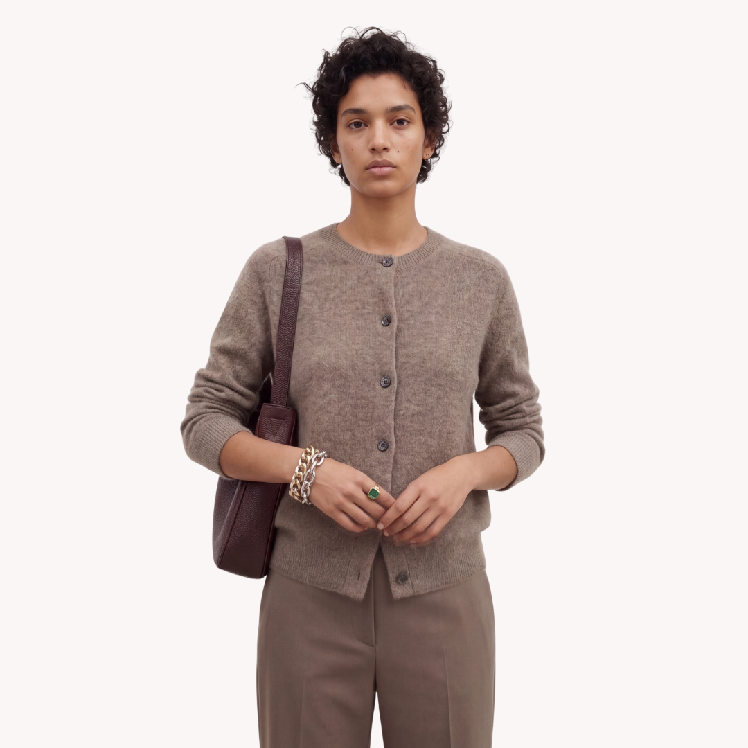 The Odette Soft Knit Cardigan - Elegant Crewneck Button-Down Sweater