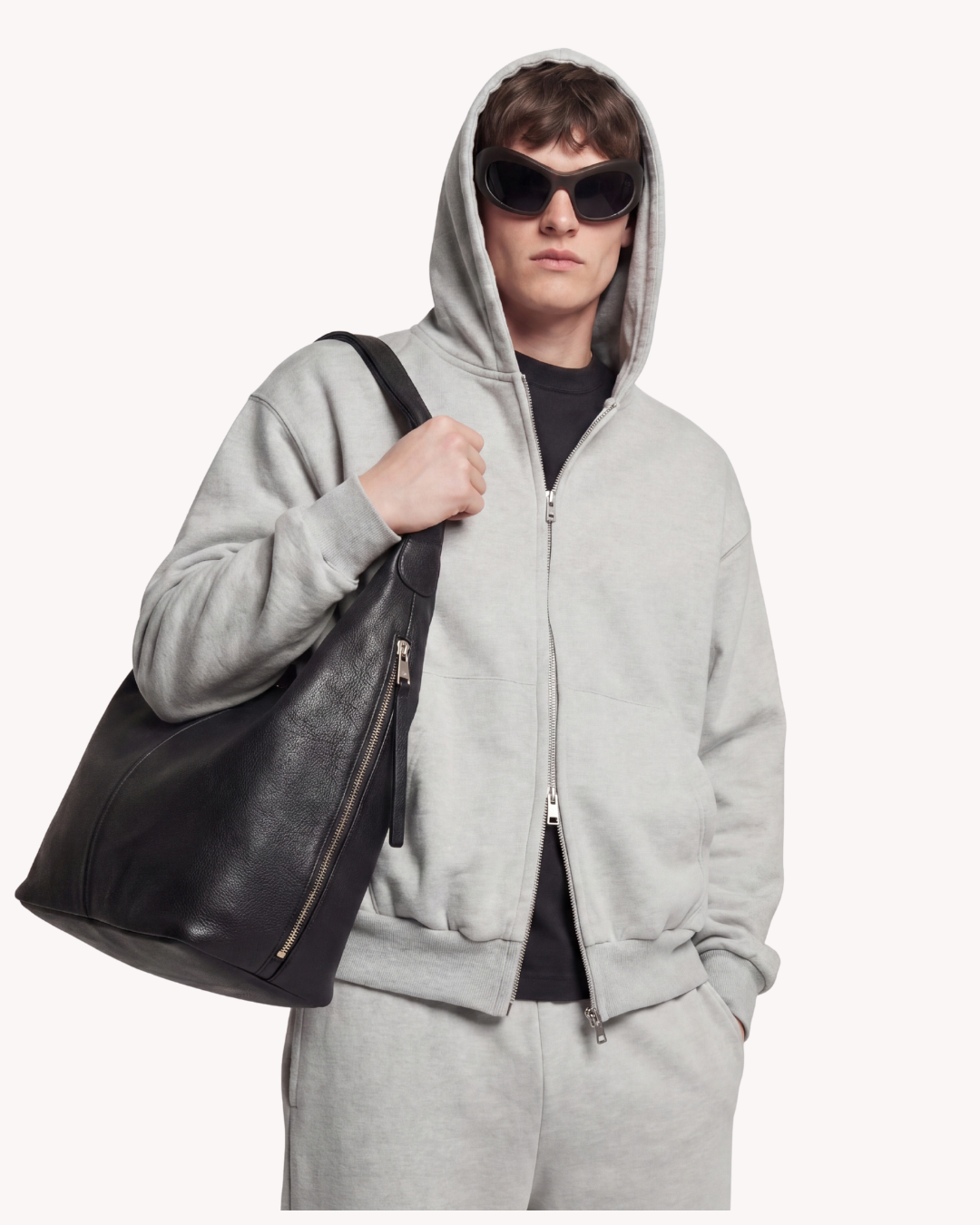 Ultra-Heavyweight Two-Way Zip Hoodie In Gray.png