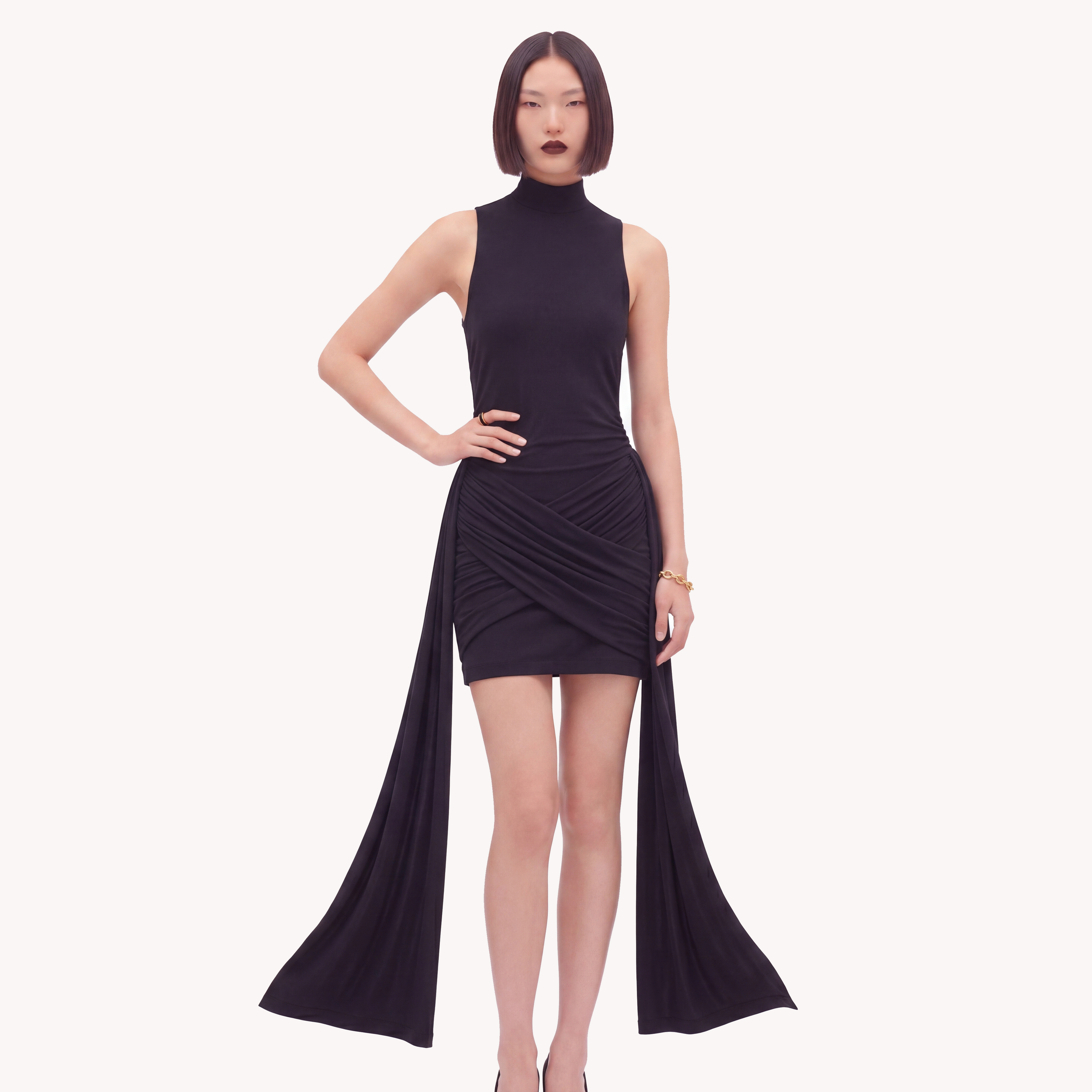 Turtleneck Dress Black - On Model Shot 3.png
