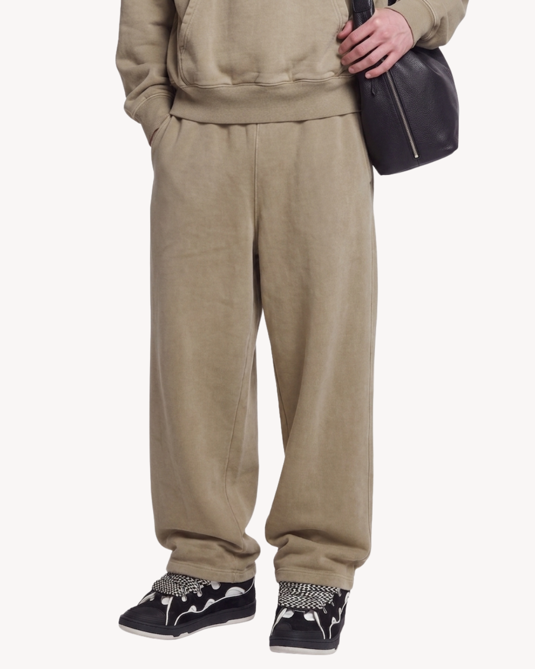 Heavyweight Baggy Fit Vintage Wash Sunfaded Sweatpants In Raw Ecru - Unisex.png