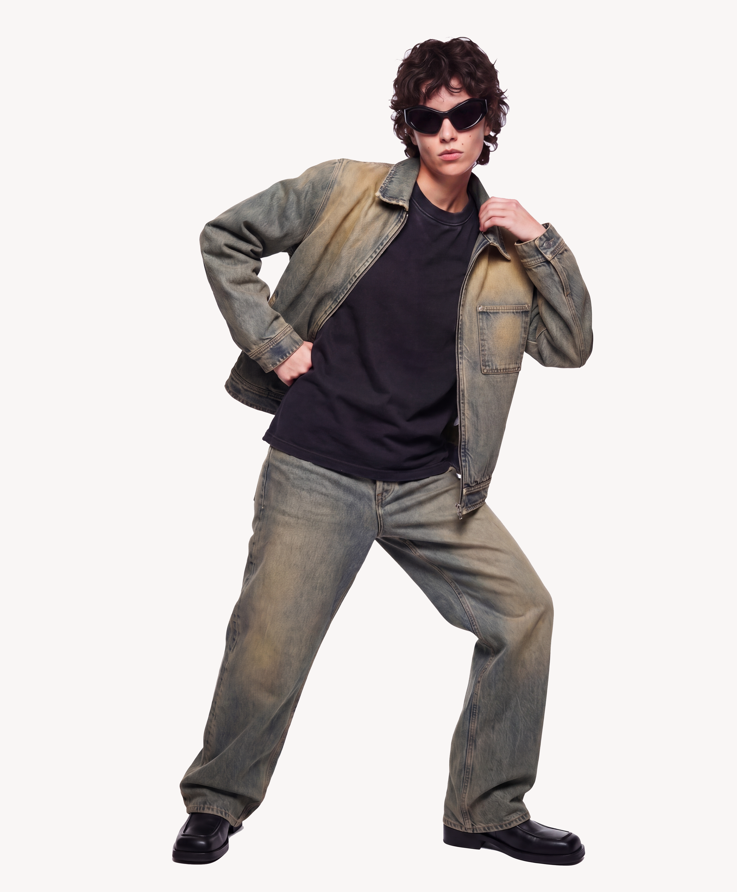 Indigo Faded Wash Jacket Woman - On Model Shot 1.png