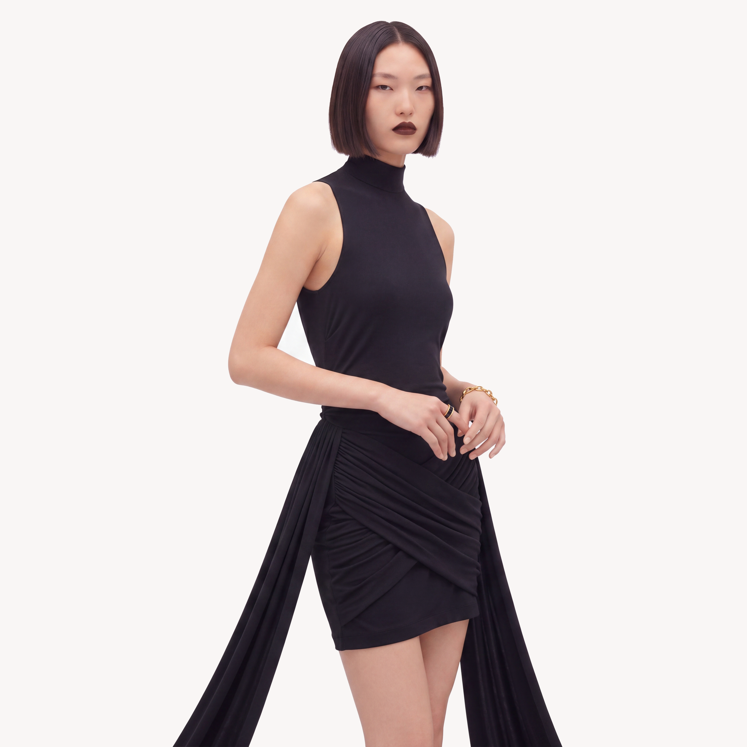 Turtleneck Dress Black - On Model Shot 1.png