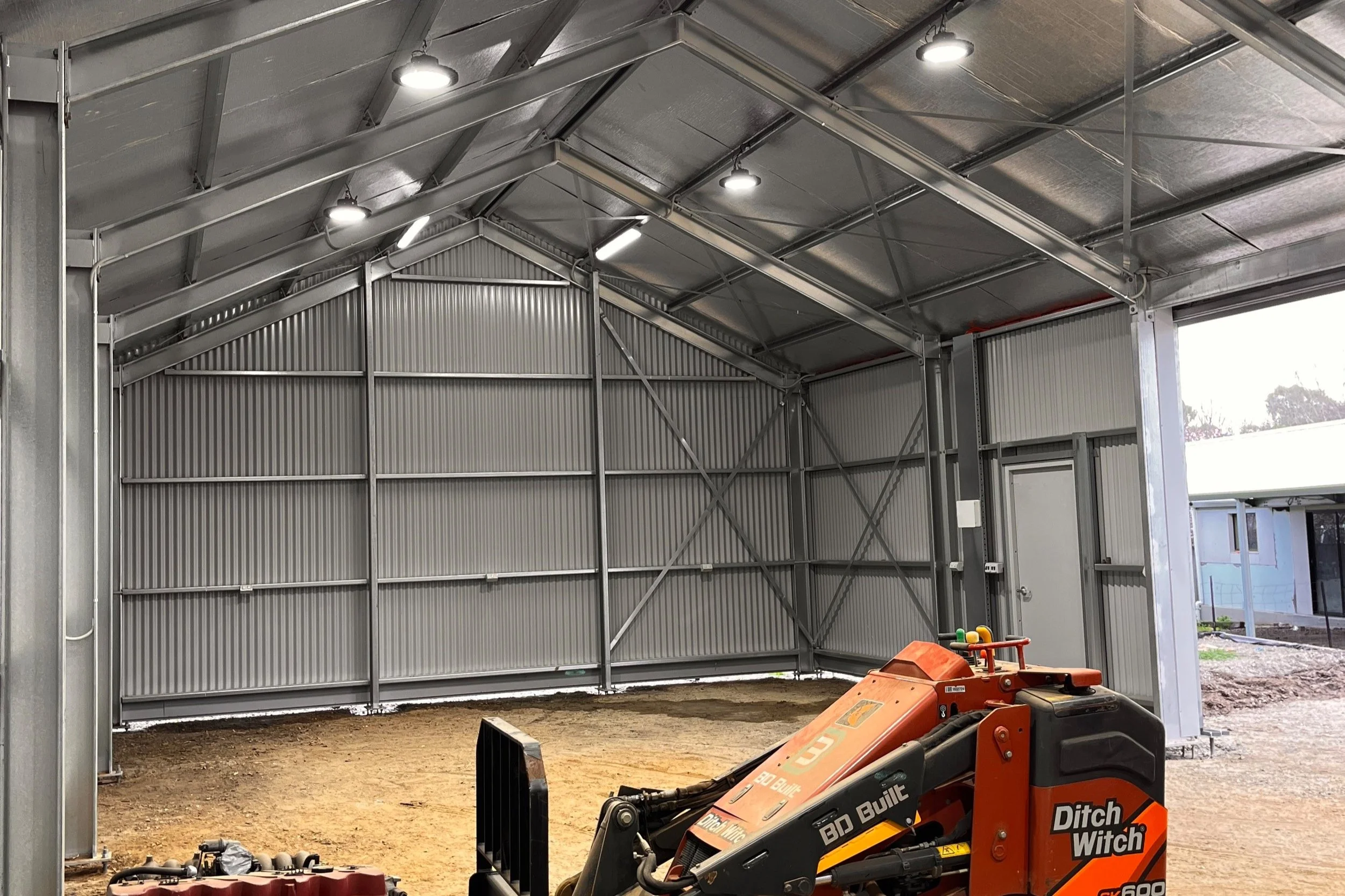 Shed interior with full electrical fit out
