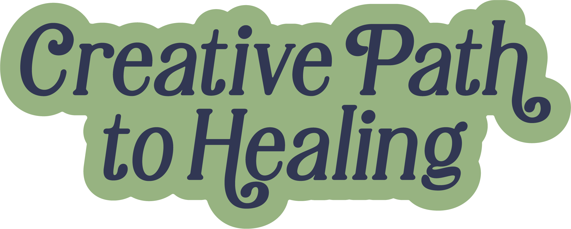 Text reading 'Creative Path to Healing' on a green, decorative background.