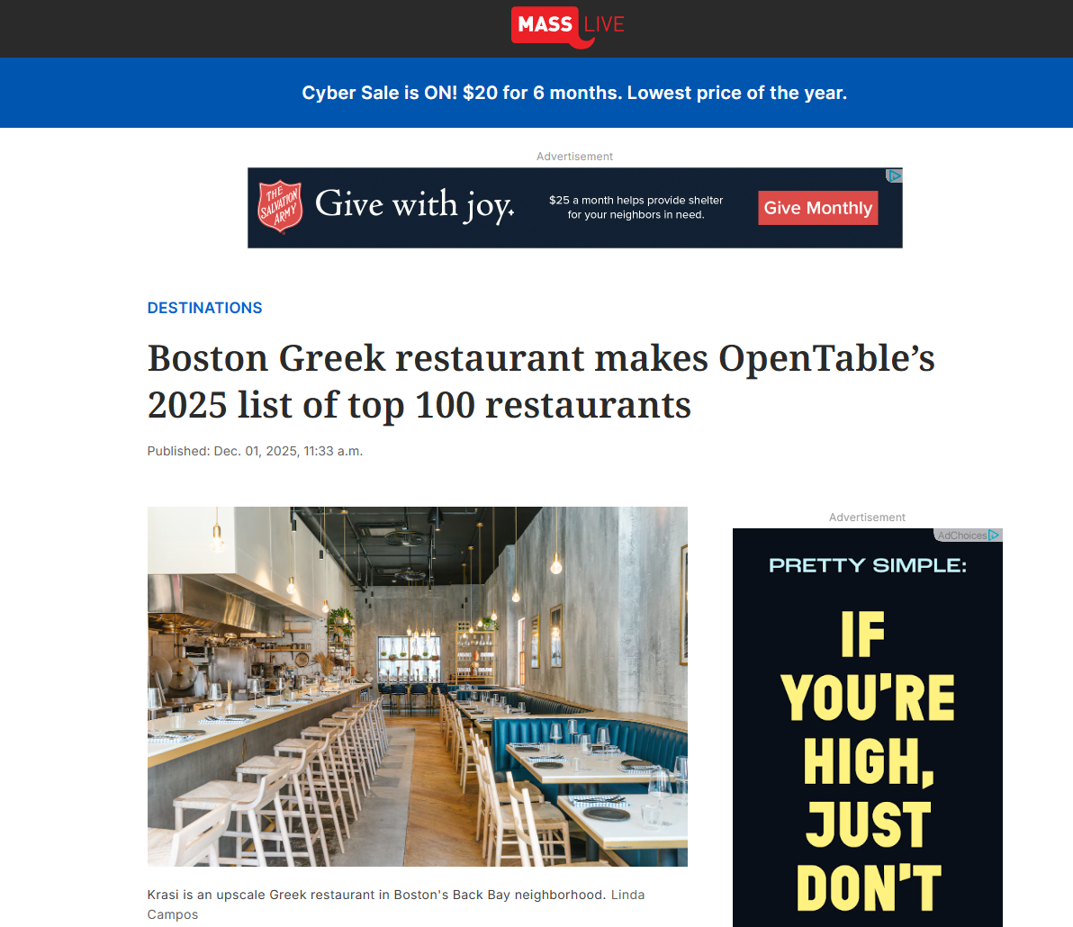 Mass Live: Boston Greek restaurant makes OpenTable’s 2025 list of top 100 restaurants