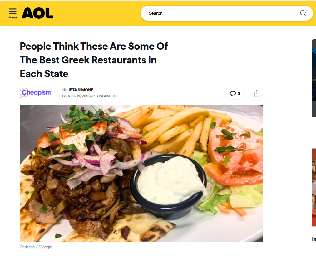 AOL: People Think These Are Some Of The Best Greek Restaurants In Each State