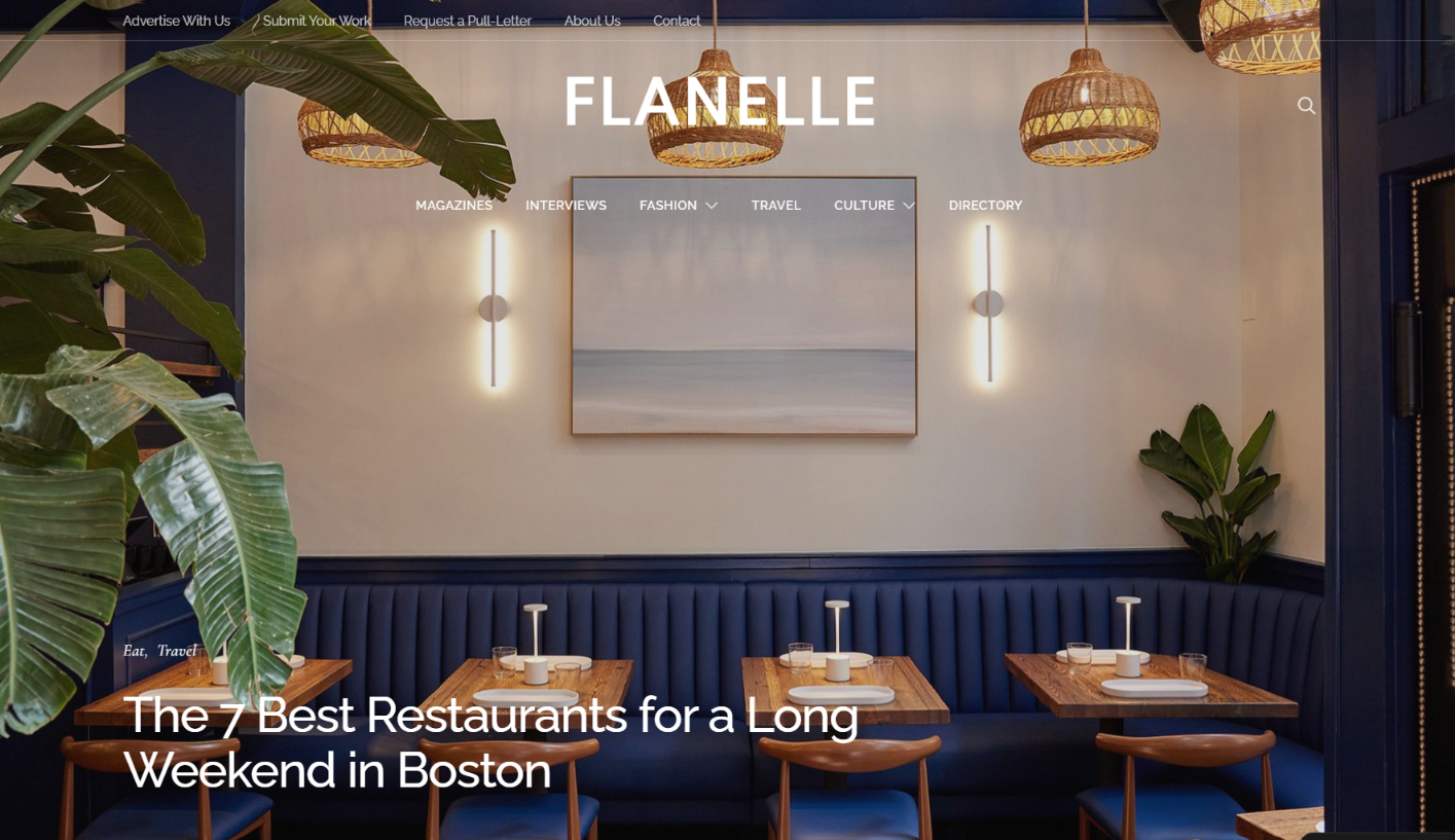 Flanelle: The 7 Best Restaurants for a Long Weekend in Boston