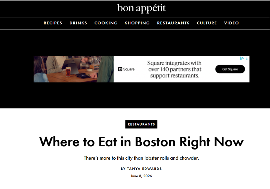 Bon Appétit: Where to Eat in Boston Right Now