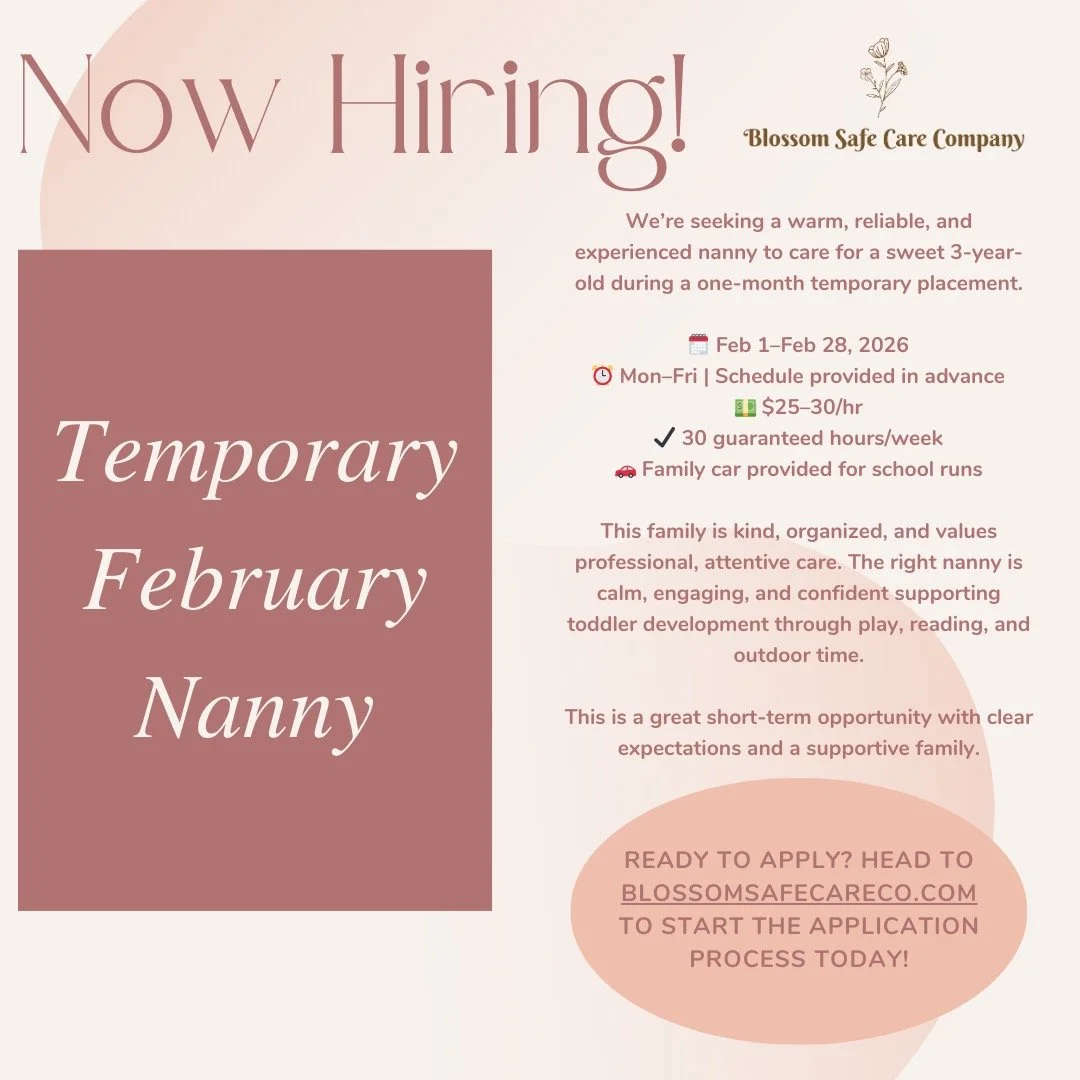A beautiful short-term opportunity with a family who truly values thoughtful care.
If you&rsquo;re a nanny who is warm, dependable, experienced with toddlers, and enjoys meaningful temporary placements, we&rsquo;d love to connect.
Apply Here: https:/