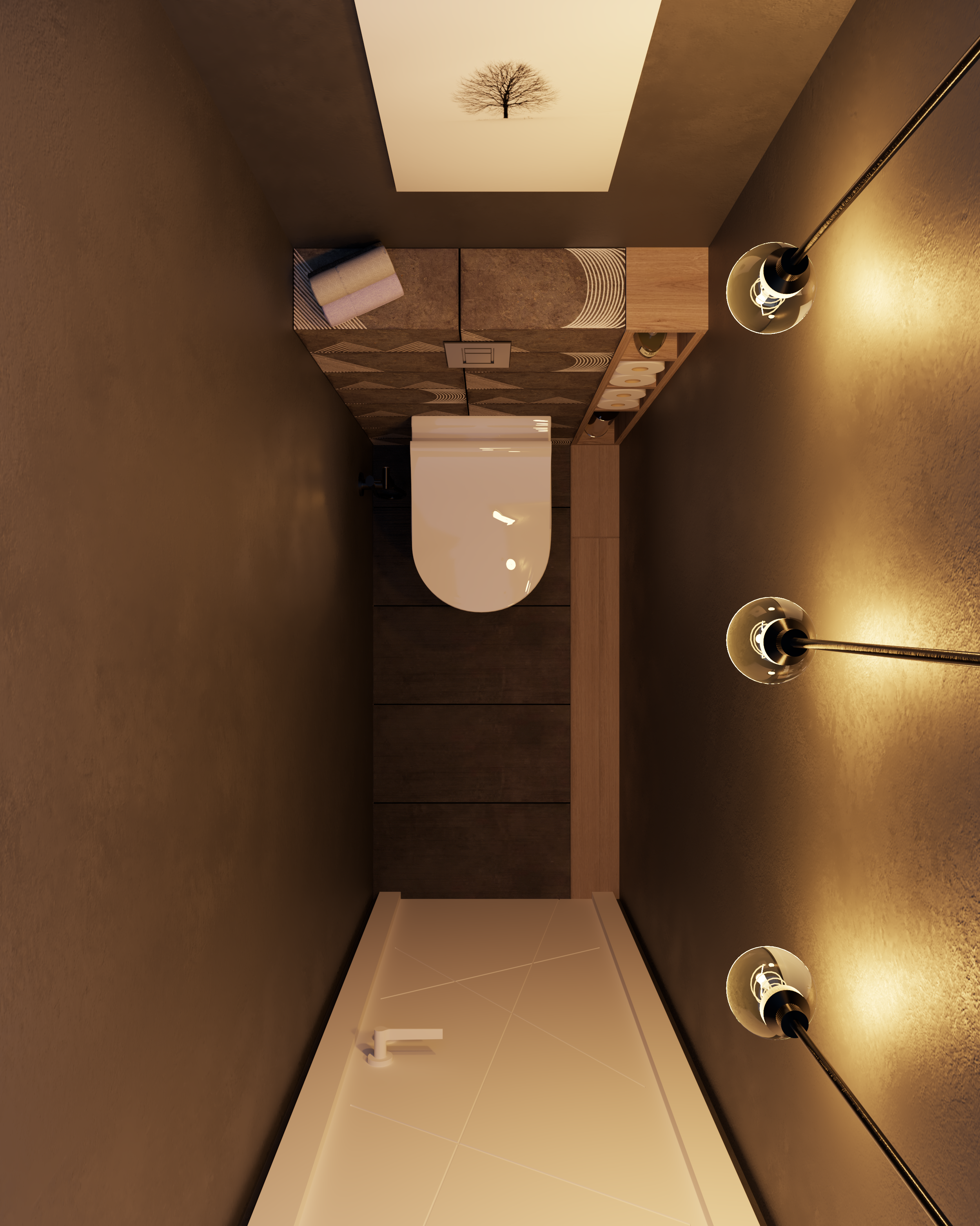 Малка тоалетна в смел черен цвят.