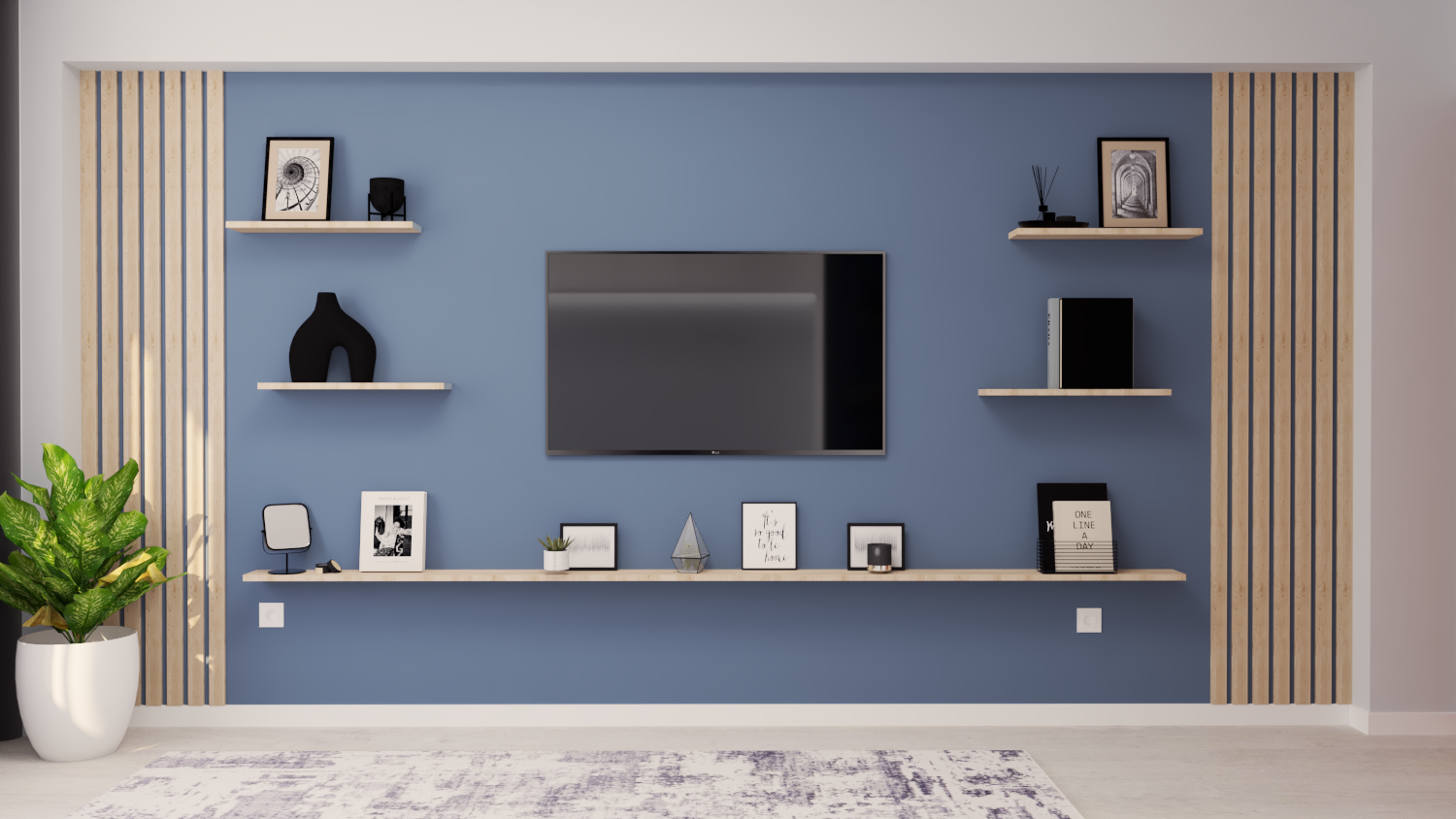 Акцентна стена в спалня с ПДЧ стенни профили