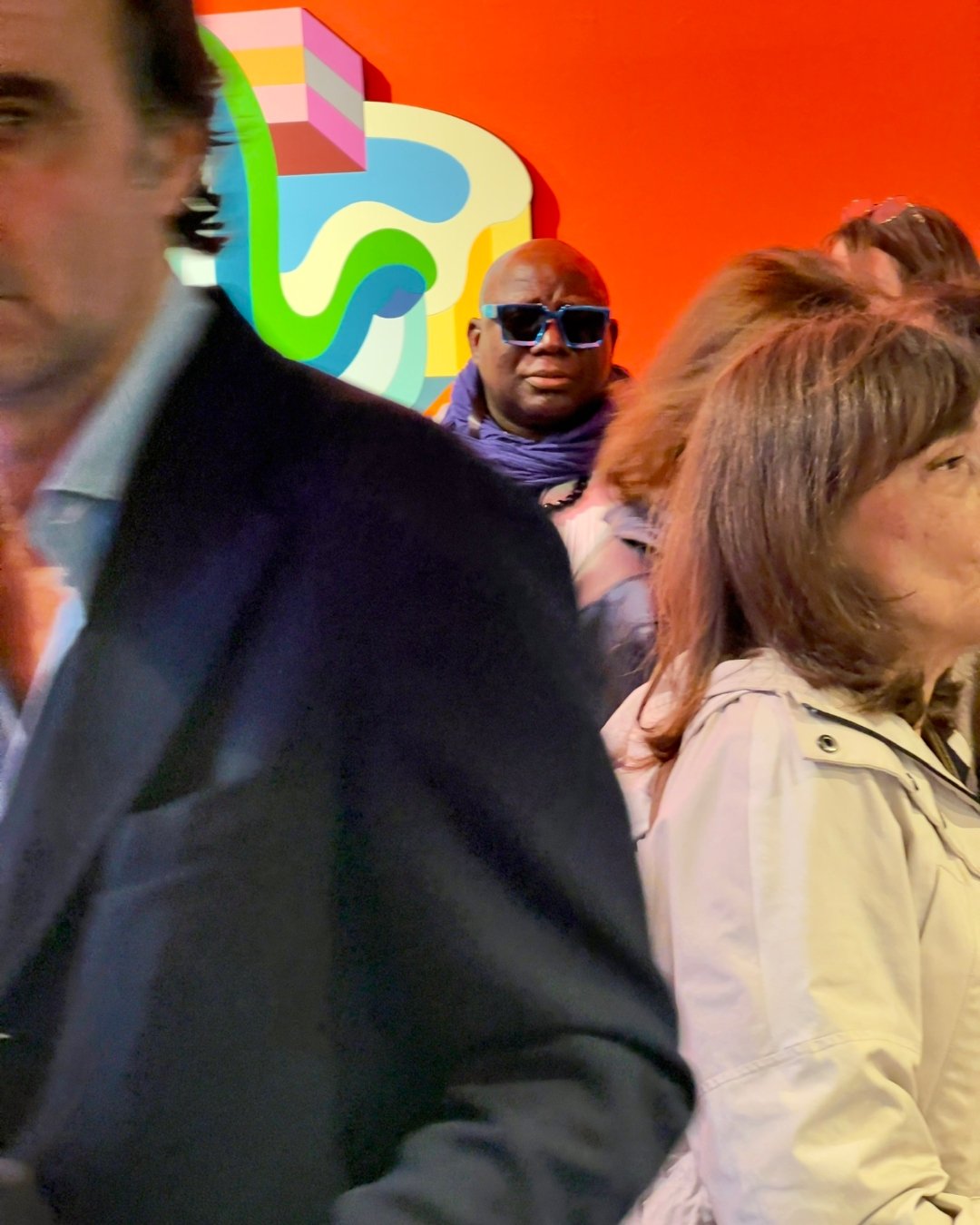 Marrakech moments.
Barth&eacute;l&eacute;my Toguo, a grand master of contemporary practice, at Galerie 38 &mdash; an Africa Basel gallery &mdash; during the exhibition of Ghizlane Agzena&iuml;.
A quiet convergence of generations, place, and presence.