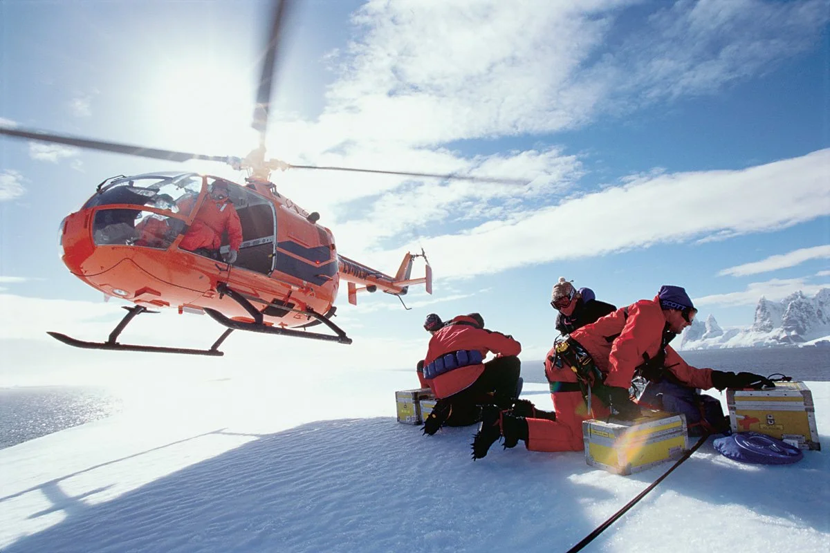 One of the scarier moments I've had. The helicopter dropped us atop an iceberg floating off the Antarctic Peninsula. We had no boat, an afternoon's worth of food and drink, and a bunch of camera gear. I recall some of us were wearing flotation device