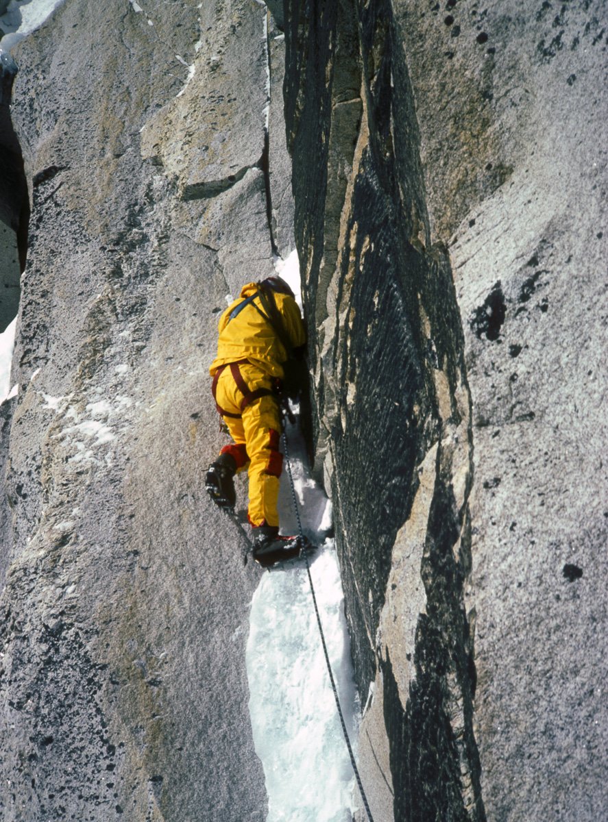 January 1987: Leading the last pitch Jeff Lowe and I climbed on the south pillar of Nuptse during our winter attempt. This was shortly after the parasites attacked and Jeff had shit himself, and shortly before the same happened to me. We had no drugs