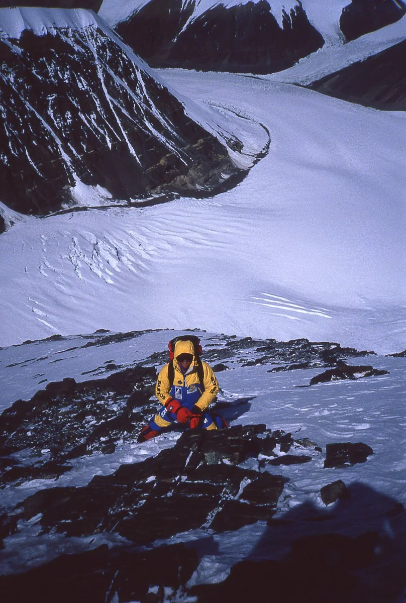 October 1988: Above 8000m on the north side of Everest. Barry Blanchard and I were on our 3rd attempt of a new route that would have exited in the Pinnacles on the northeast ridge. Shortly after the photo was taken Barry began exhibiting symptoms of