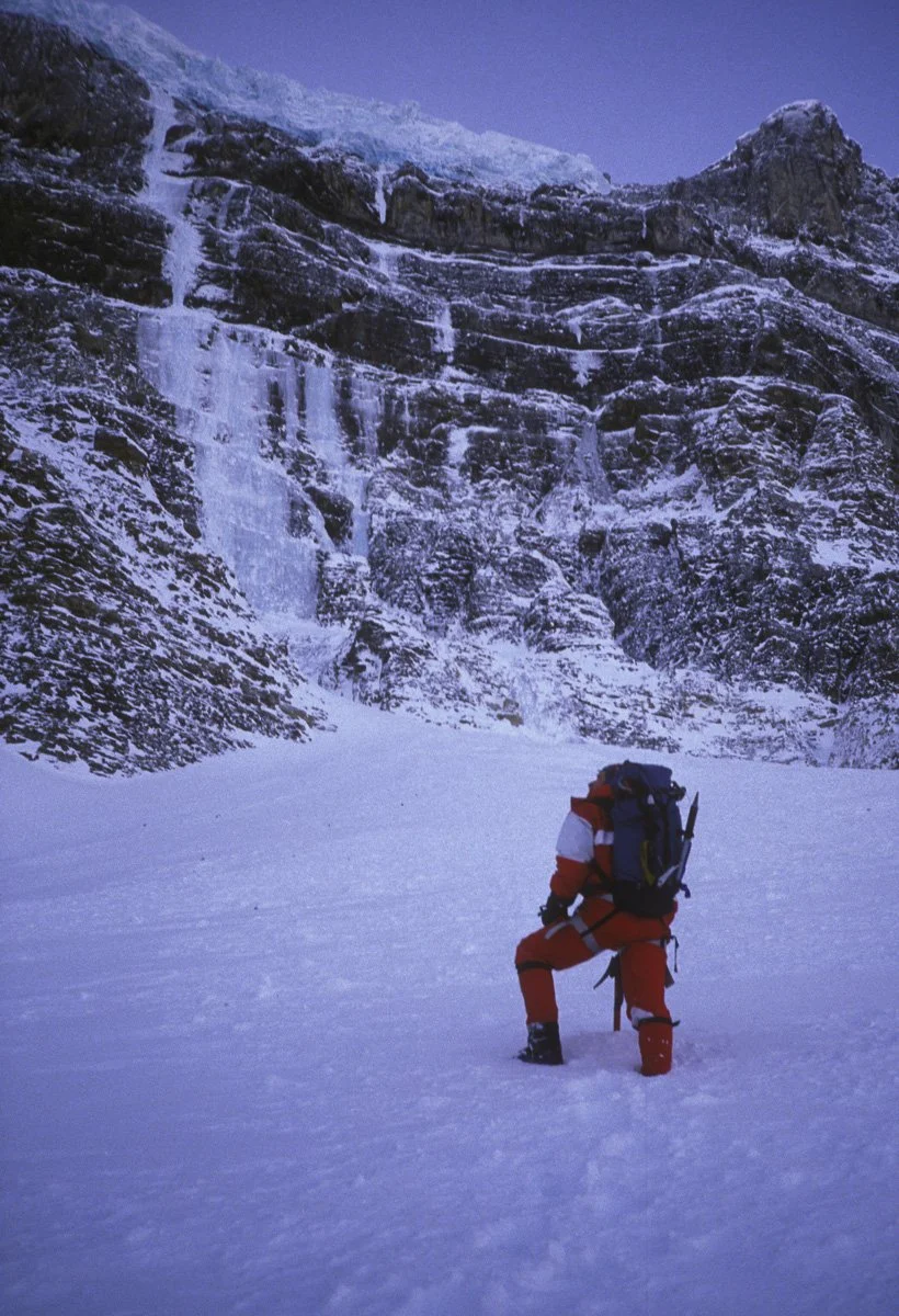 February 1988: Randy Rackcliff approaching The Reality Bath during our successful visit. I think I was too scared during the first attempt to break out the camera - we were running and shitting ourselves at the same time, especially after the seracs