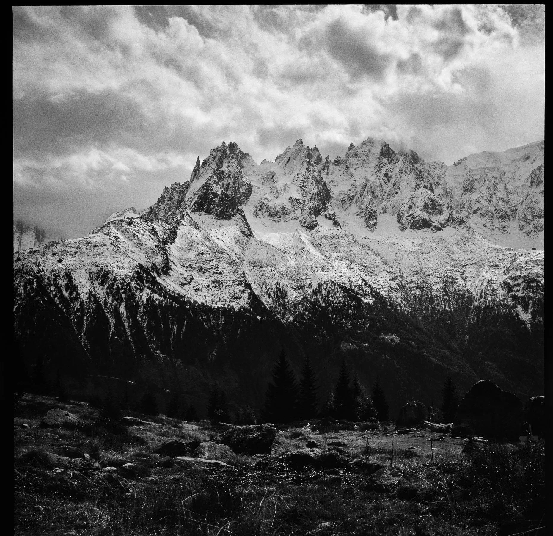 The Chamonix Aiguilles from La Flegere, autumn 1984