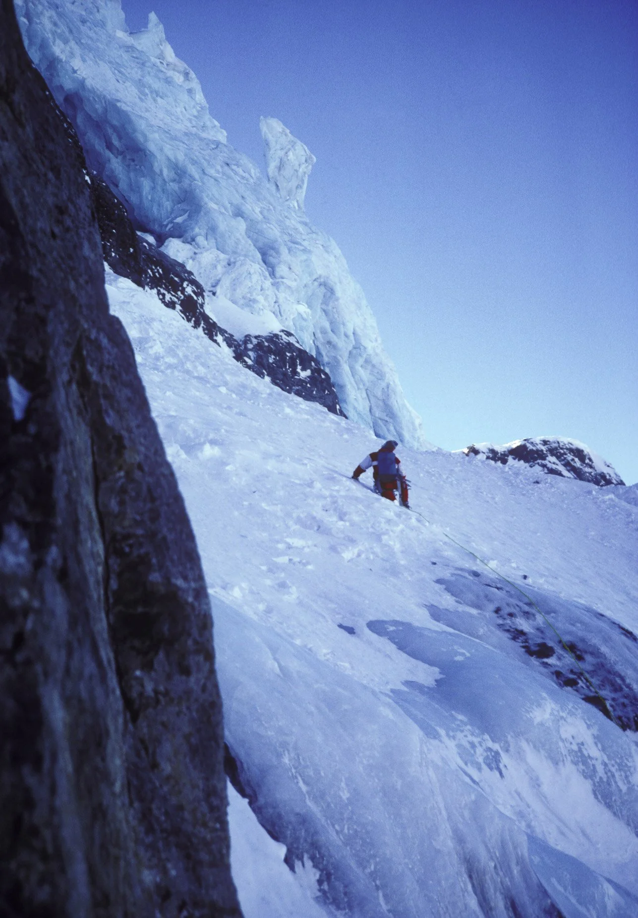 February 1988: Some people used to ask if "Reality Bath" was really that dangerous and I'd say that a picture tells all and show them this. It's no wonder the route was not repeated until 37 years later. Randy Rackliff getting the full dose.