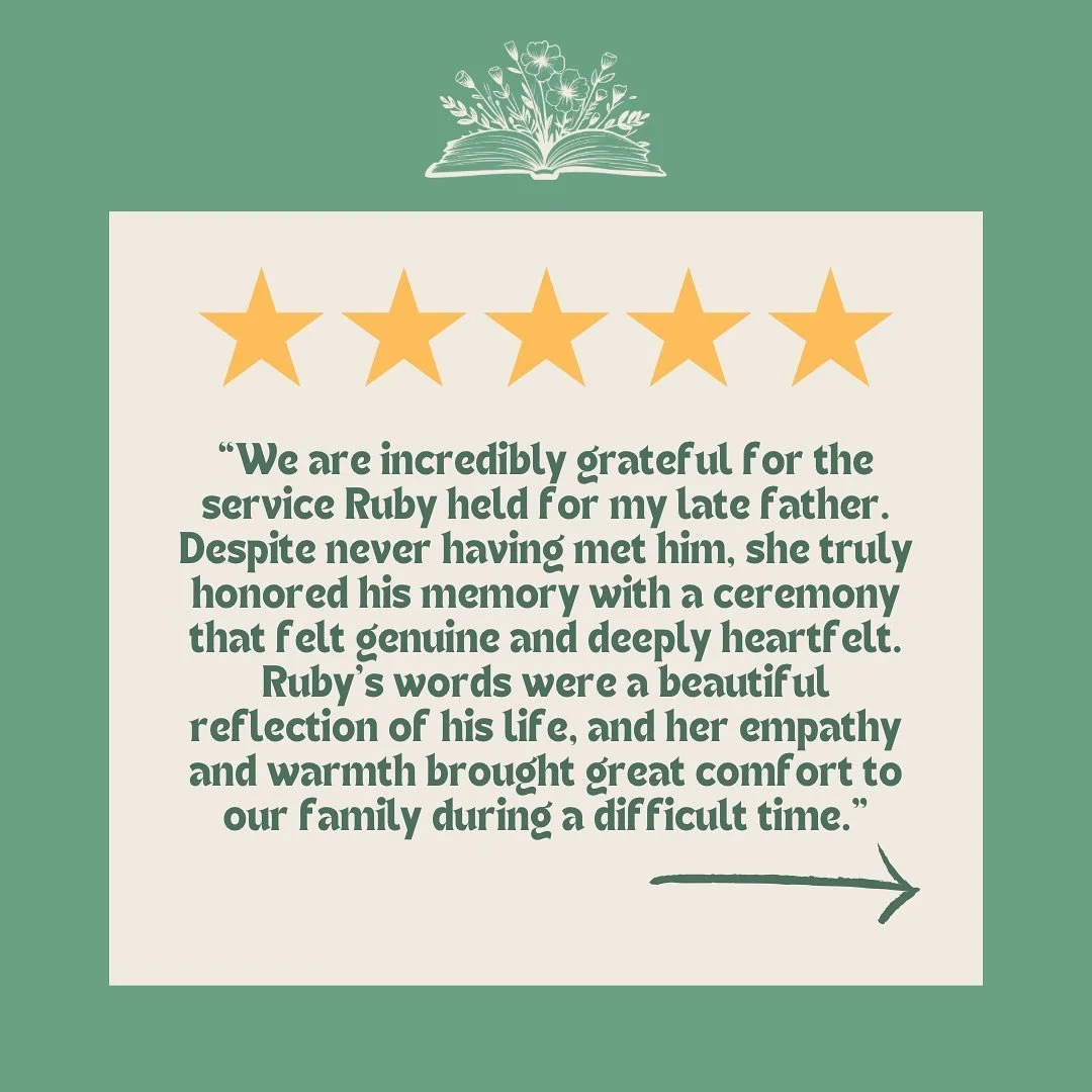 Another really lovely review to receive. To see a family who loved someone so much, to really feel the love and warmth in a room for someone, and to get to be a part of that, is an absolute honour❤️

#celebrant #celebrantlife #funeral #funeralservice