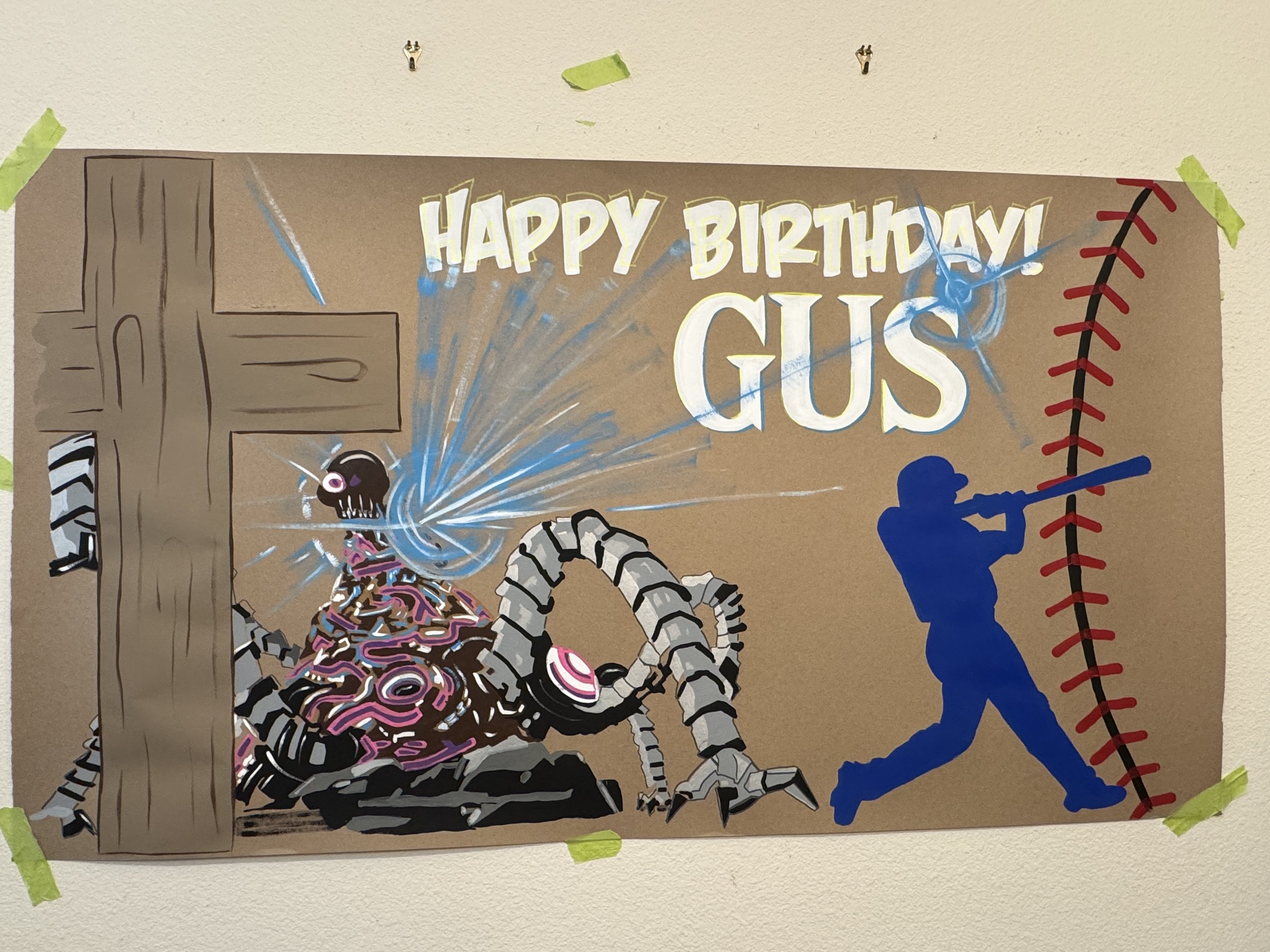 Personalized birthday banner for a boy that loves jesus gaming and baseball