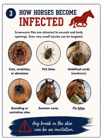 Infographic How Horses Become Infected with New World Screwworm